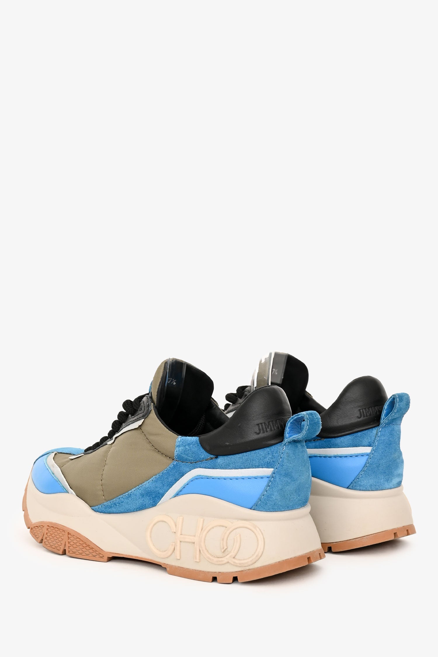 Jimmy Choo Blue/Green Leather Raine Sneakers Size 37.5