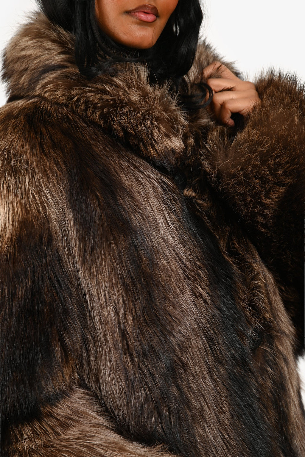 Vintage Raccoon Fur Brown Midi Coat Size M/L