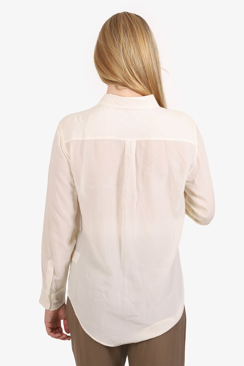 Equipment Cream Silk Lace-up Detail Blouse Size S