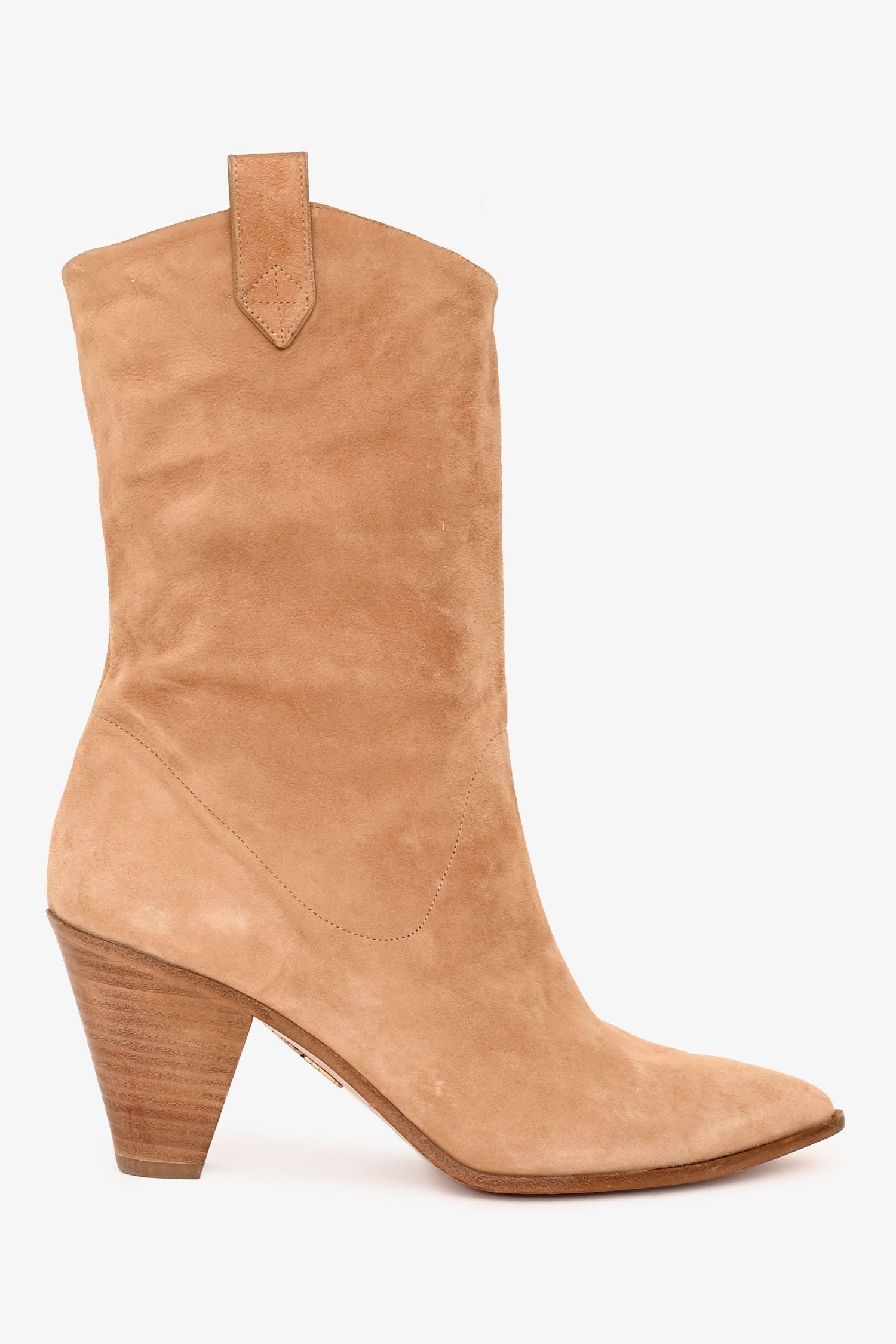 Aquazzura Brown Suede Leather Cowboy Style Pointed Toe Heels Size 40