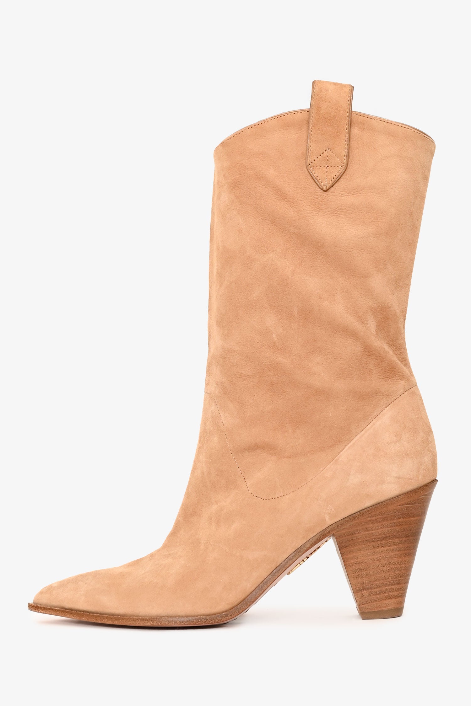 Aquazzura Brown Suede Leather Cowboy Style Pointed Toe Heels Size 40