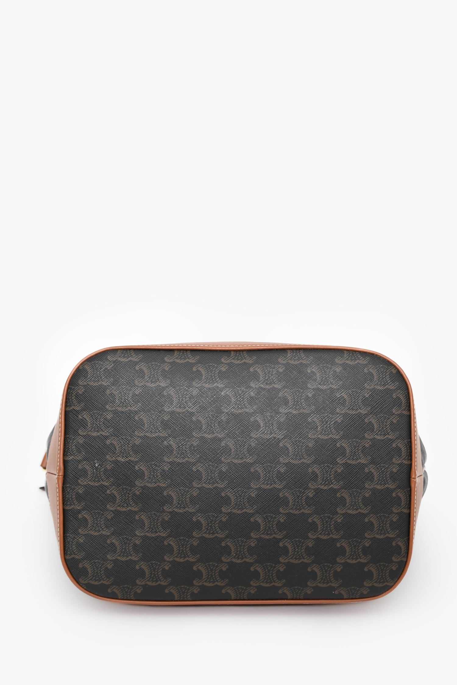 Celine Brown Canvas/Leather Triomphe Medium Bucket Bag