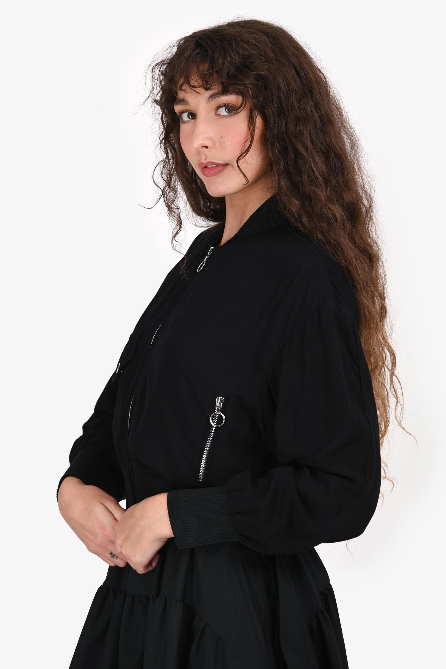 Maje Black Lightweight Bomber Jacket Size 36