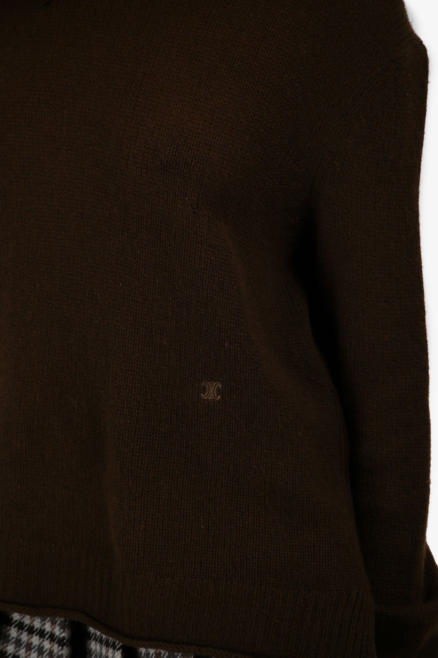 Celine Vintage Brown Cashmere Knit Crewneck Sweater Size M