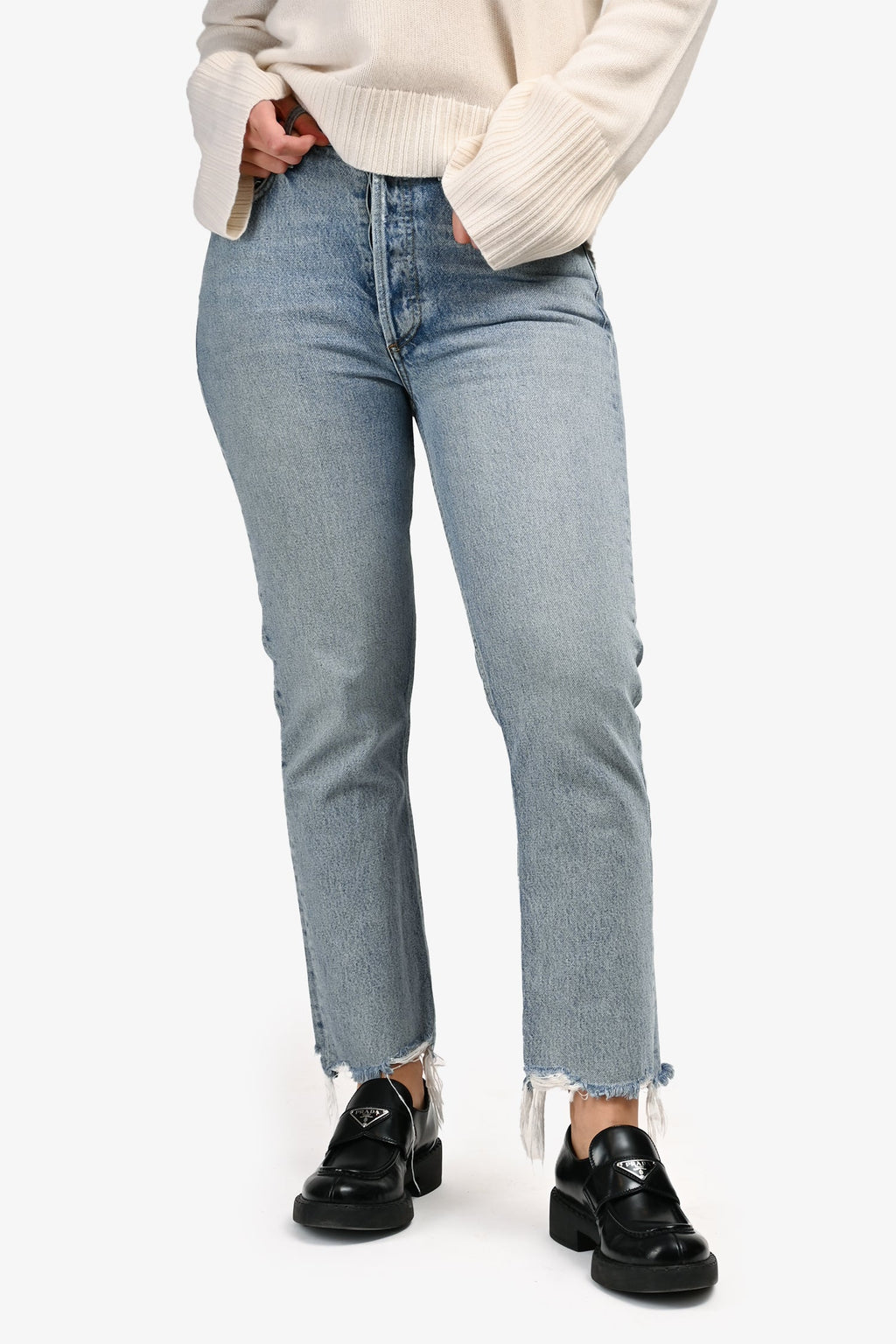 Agolde Blue Denim Distressed Detail Jeans Size 27