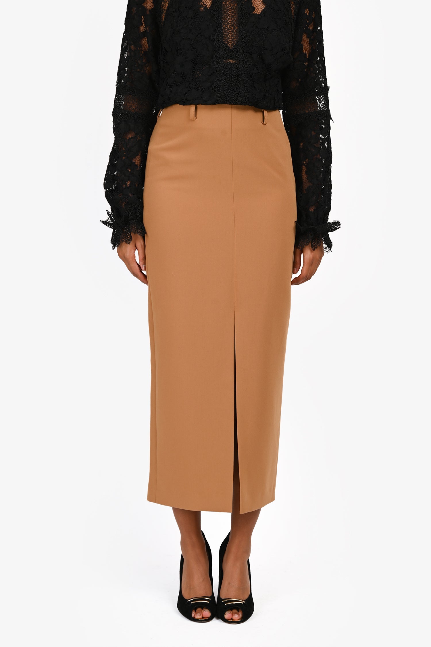 ba&sh Camel 'Chirli' Midi Skirt Size 34