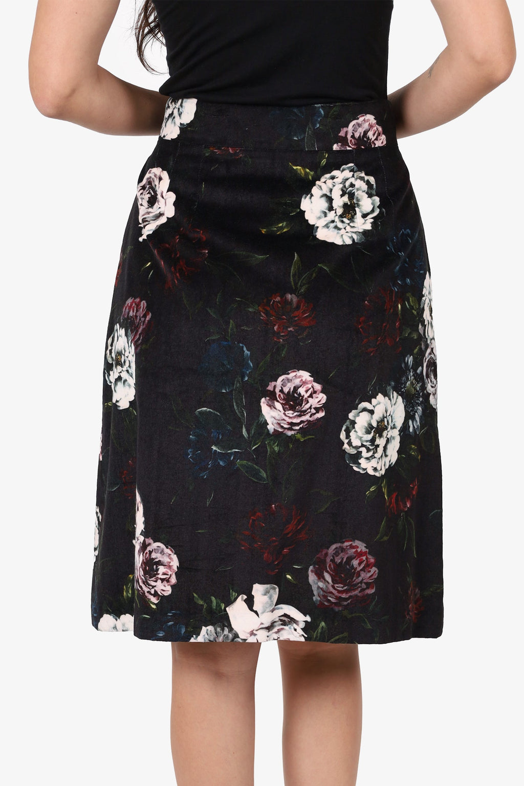 Dolce & Gabbana Velvet Black/White Floral Print Skirt Size 46