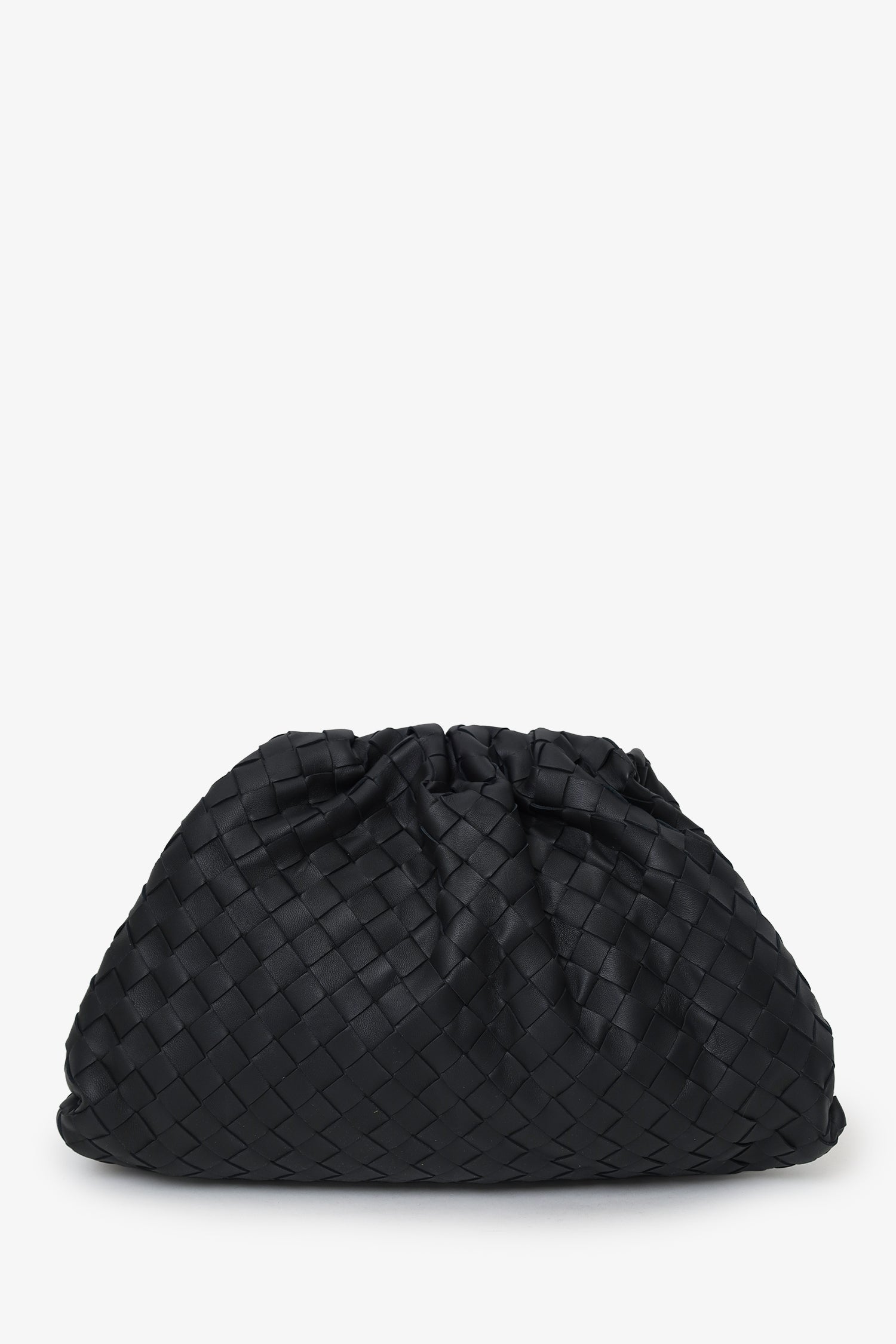 Bottega Veneta Black Intrecciato Leather Large The Pouch