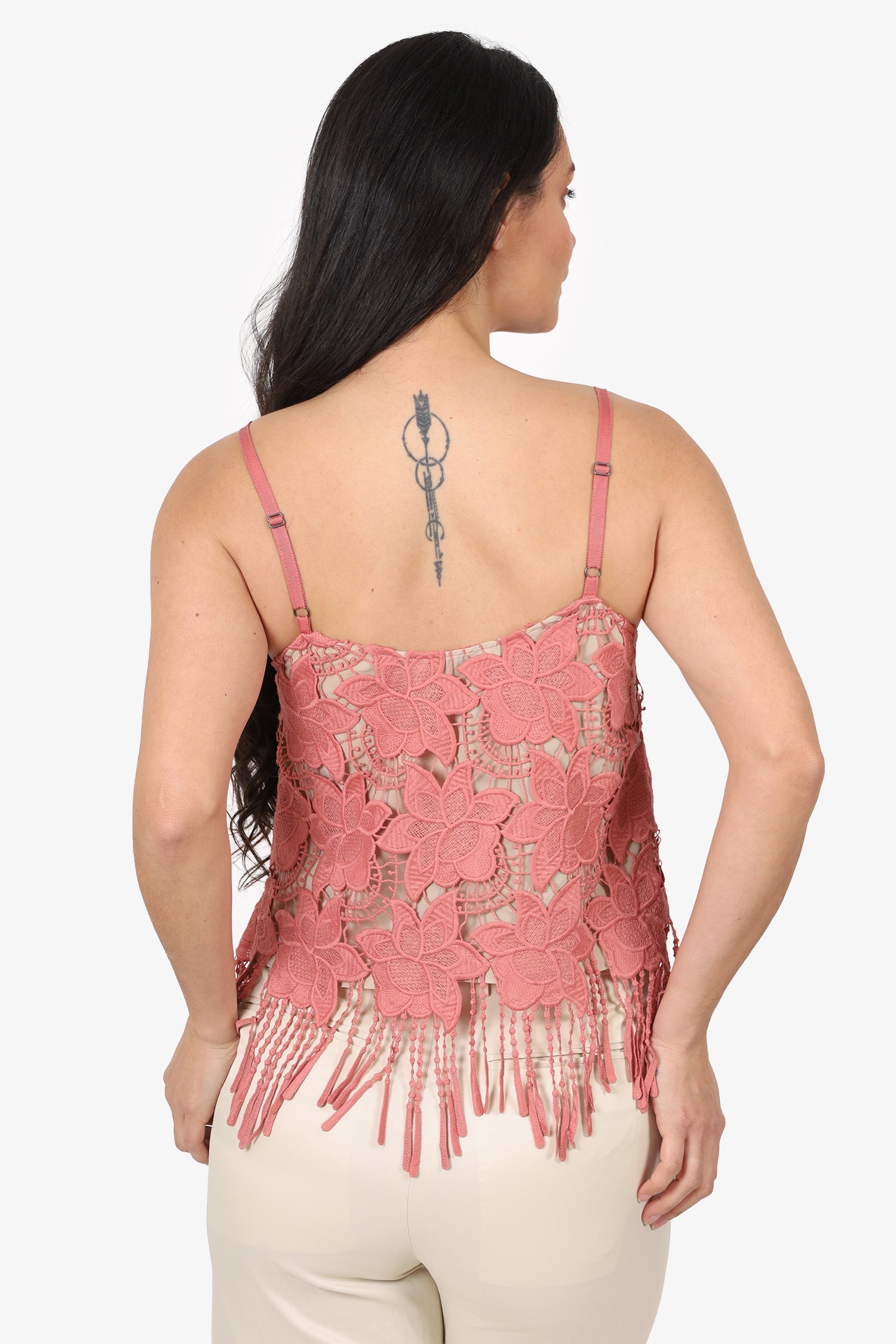 Alice + Oliva Salmon Embroidered Fringe Sleeveless Top Size 2