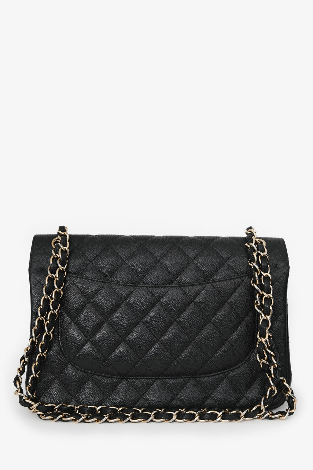 Pre-Loved Chanel™ 2012-13 Black Caviar Leather Jumbo Double Flap Shoulder Bag