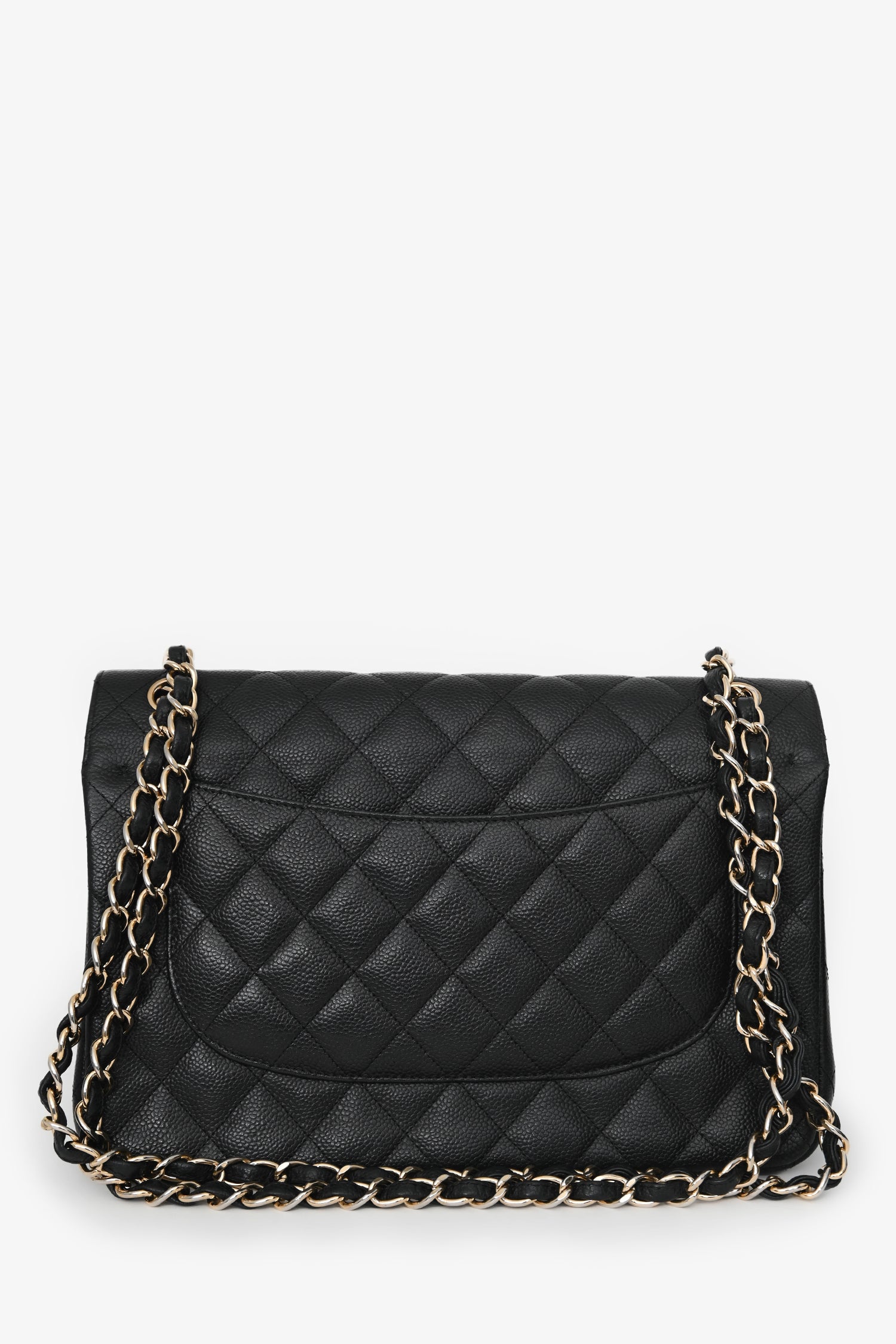 Pre-Loved Chanel™ 2012-13 Black Caviar Leather Jumbo Double Flap Shoulder Bag