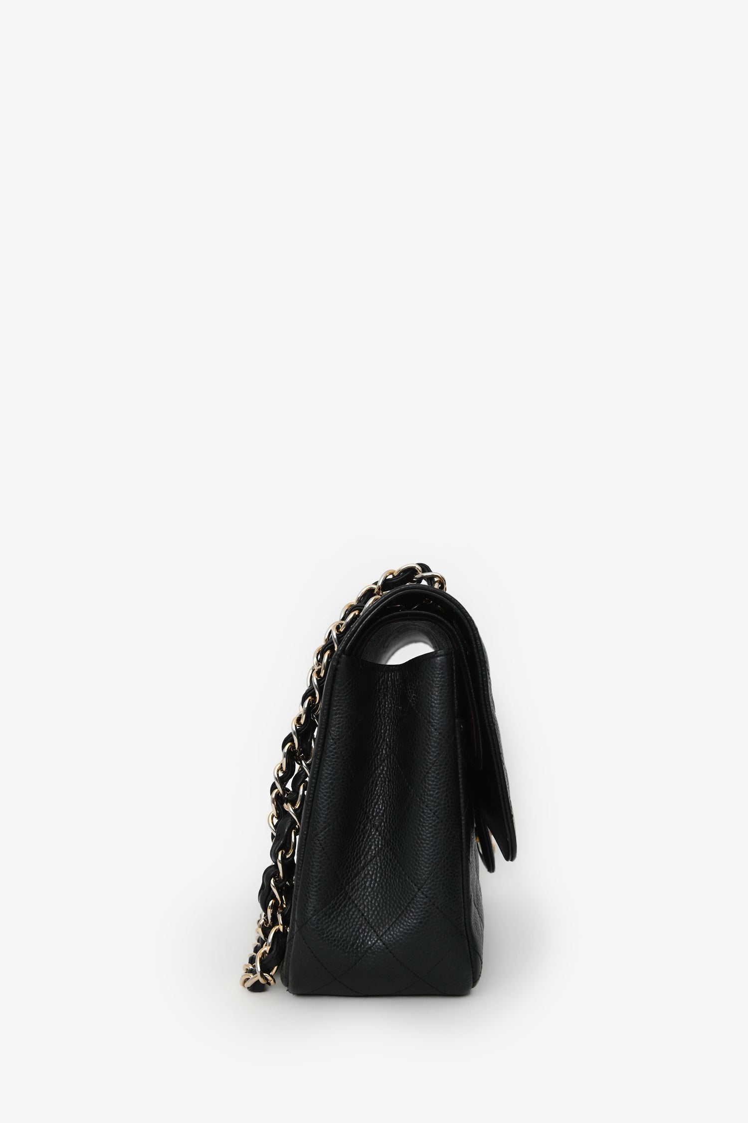 Pre-Loved Chanel™ 2012-13 Black Caviar Leather Jumbo Double Flap Shoulder Bag