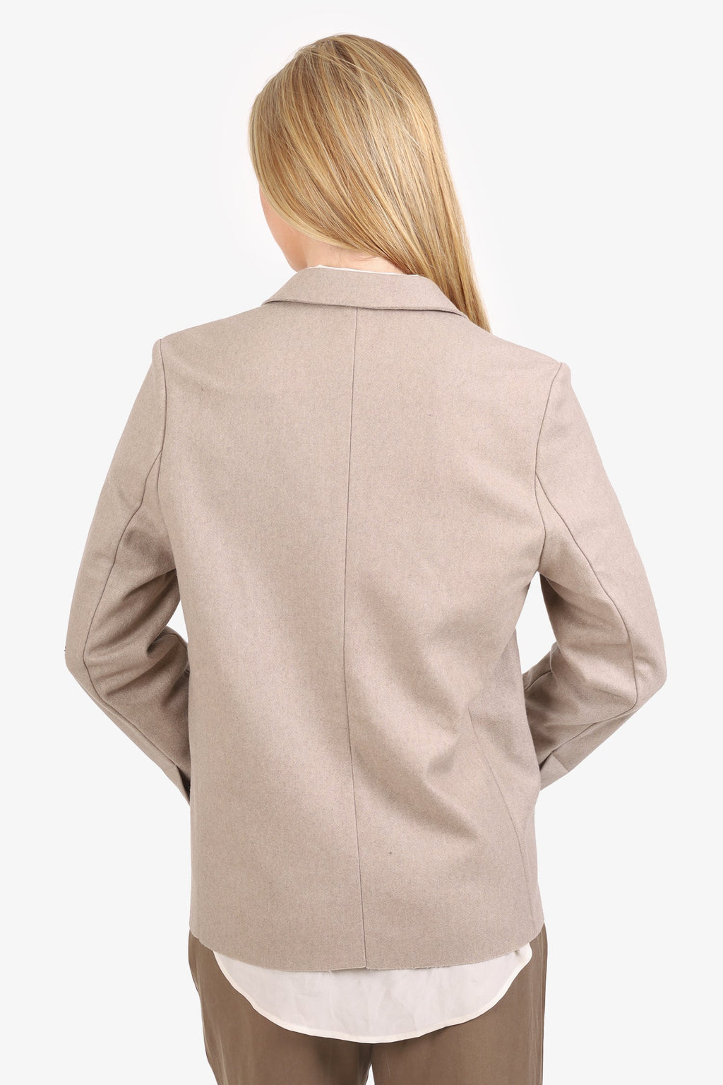 Acne Beige Wool/Cashmere Single Breasted Raw Edge Blazer Size 36