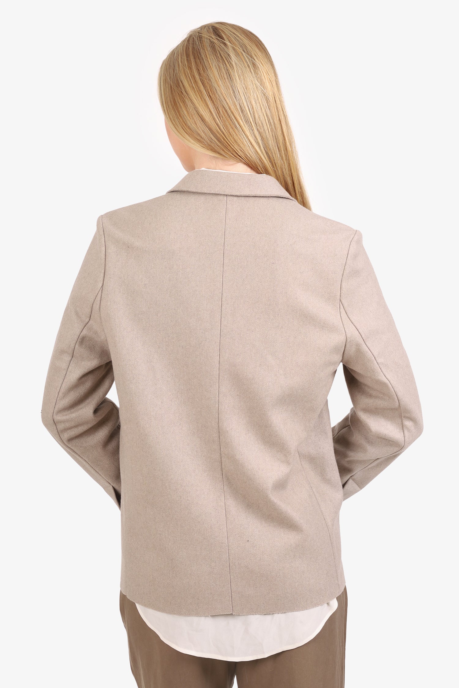 Acne Beige Wool/Cashmere Single Breasted Raw Edge Blazer Size 36