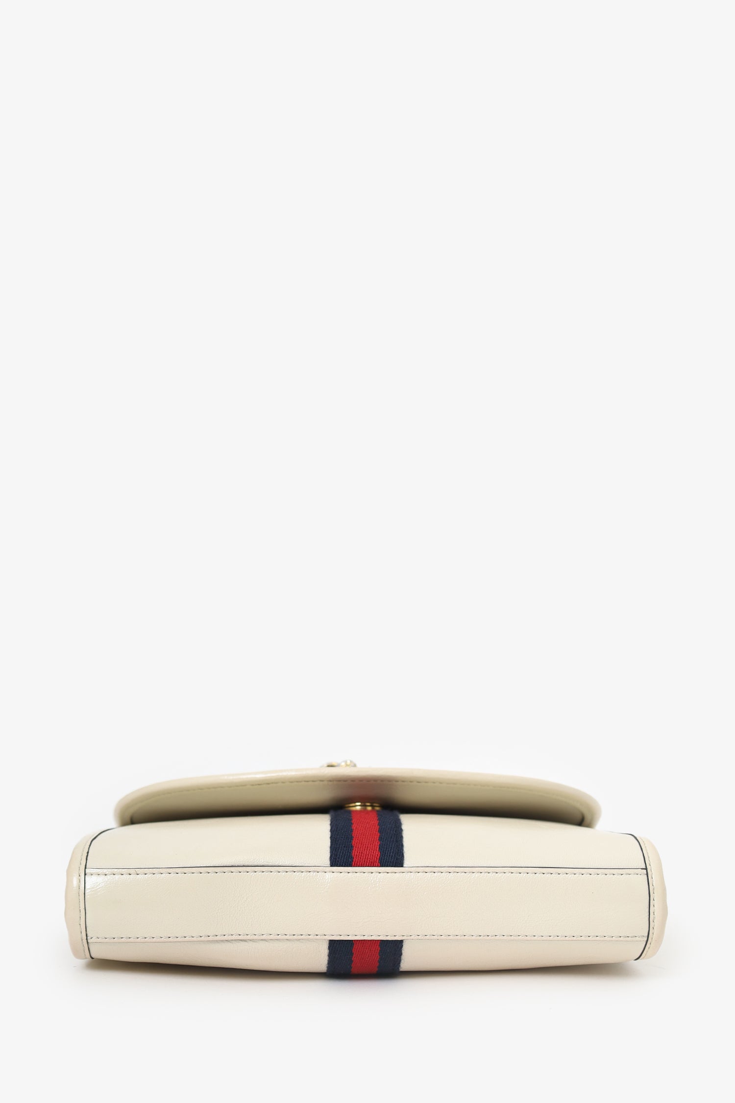 Gucci White Leather Small Sylvie Web Rajah Chain Bag With Extra Robe Strap