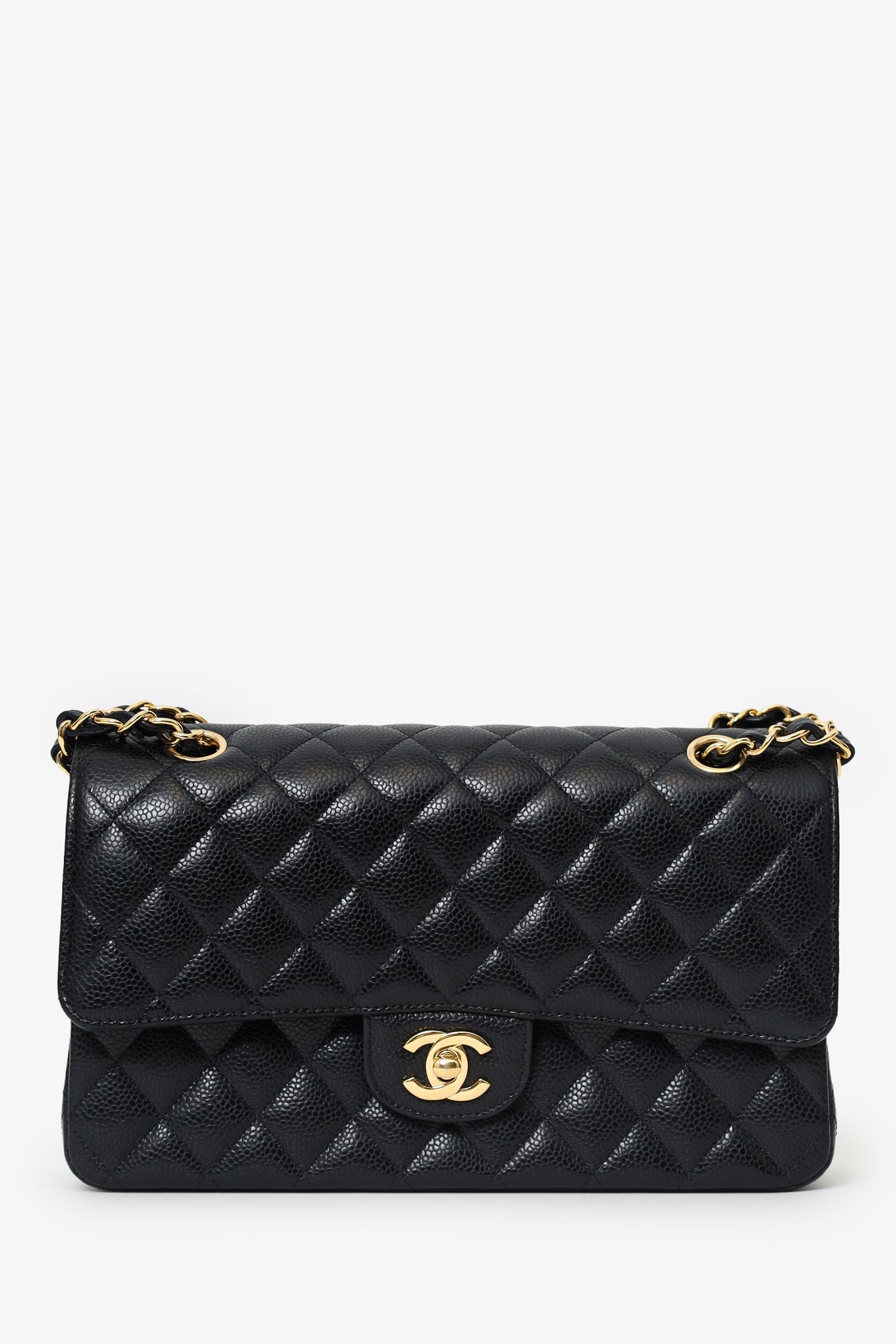 Pre-Loved Chanel™ 2021 Black Caviar Leather Medium Flap Bag