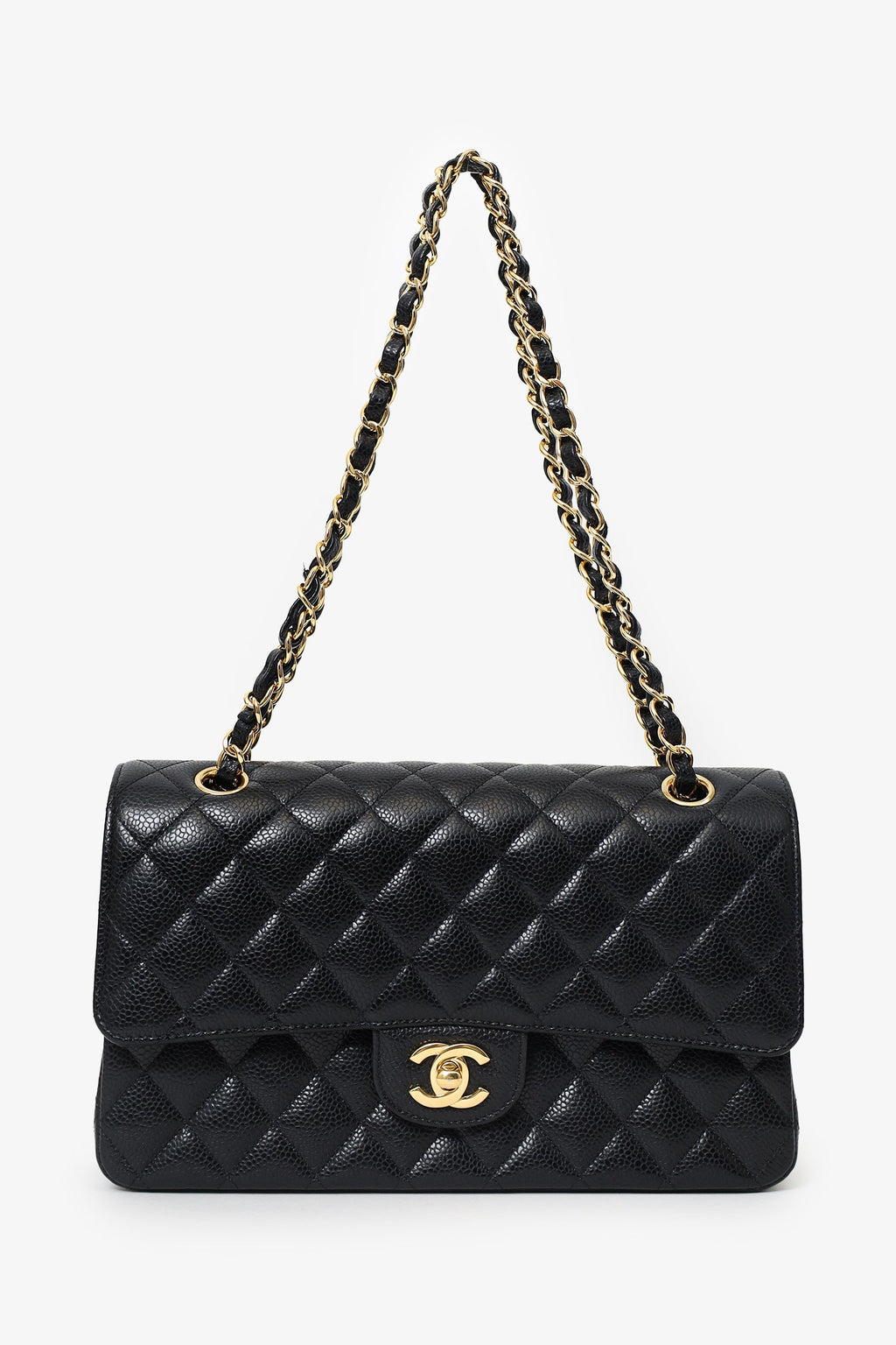 Pre-Loved Chanel™ 2021 Black Caviar Leather Medium Flap Bag