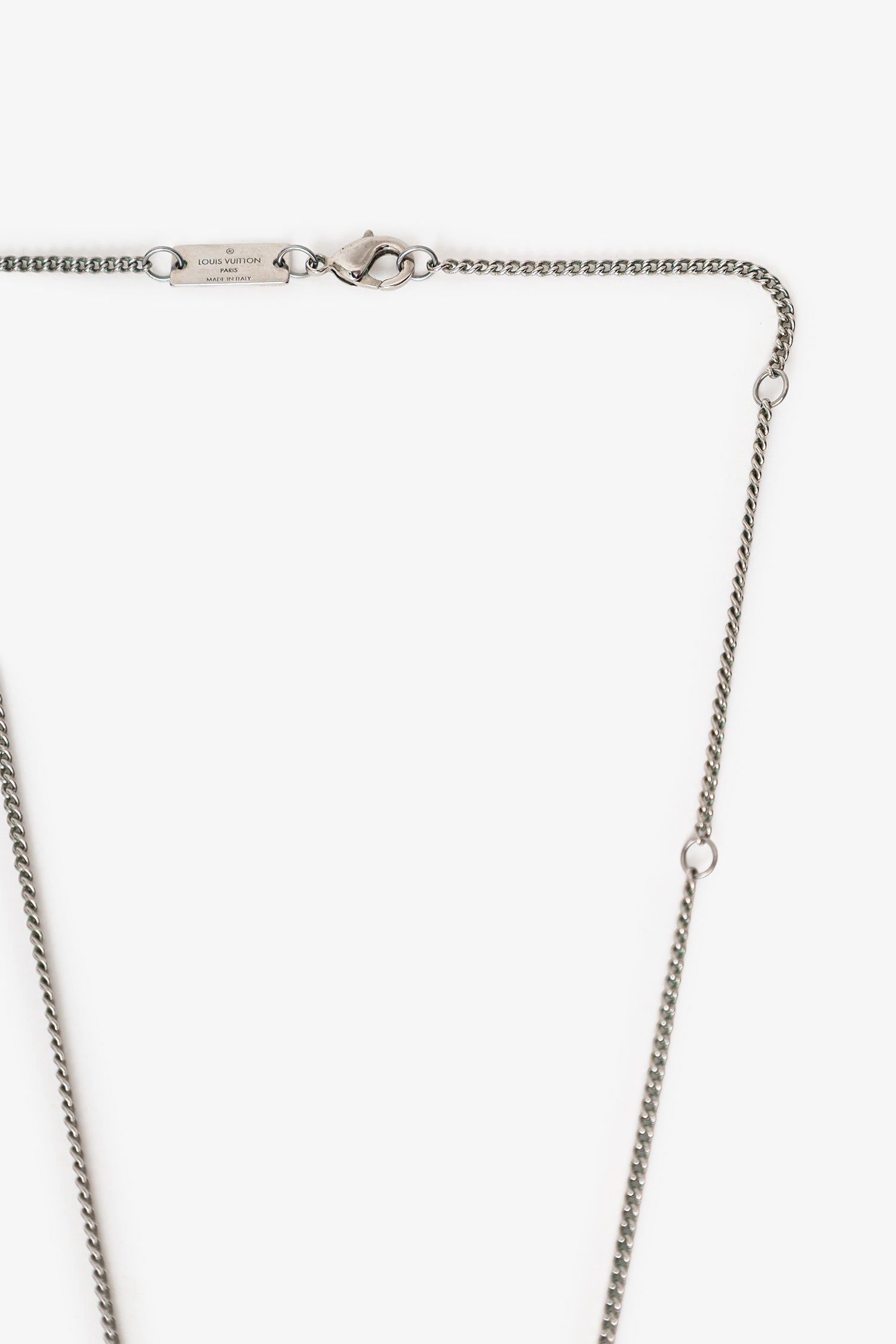 Louis Vuitton Silver Tone LV Horn Necklace