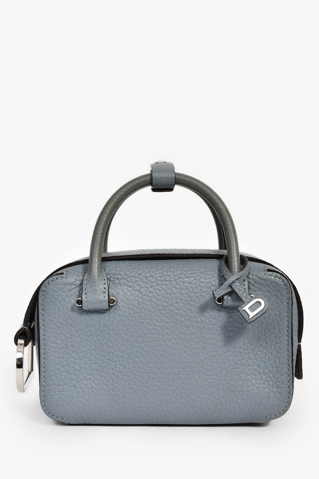 Delvaux Blue Grained Leather 'Cool Box' Nano Top Handle