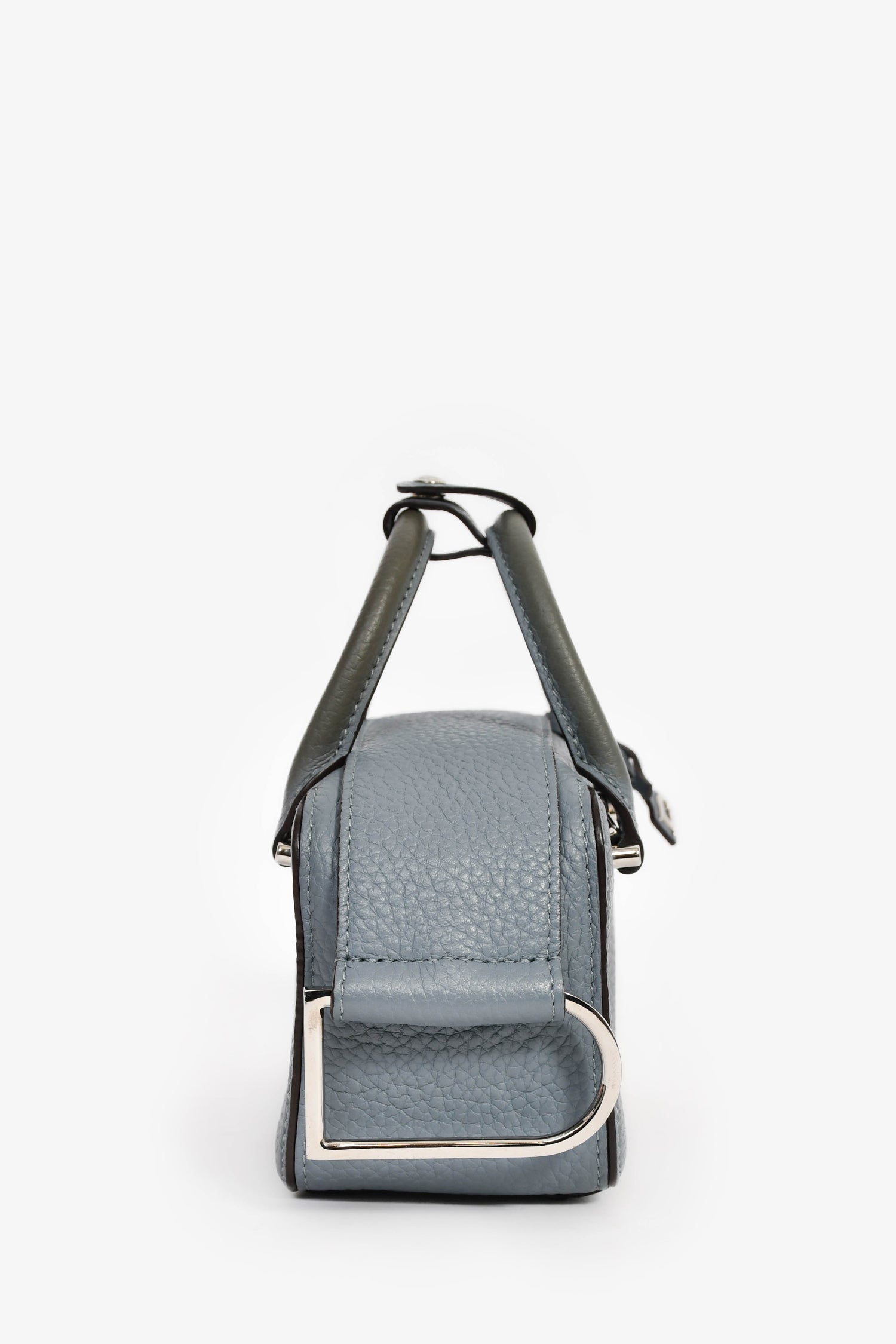 Delvaux Blue Grained Leather 'Cool Box' Nano Top Handle