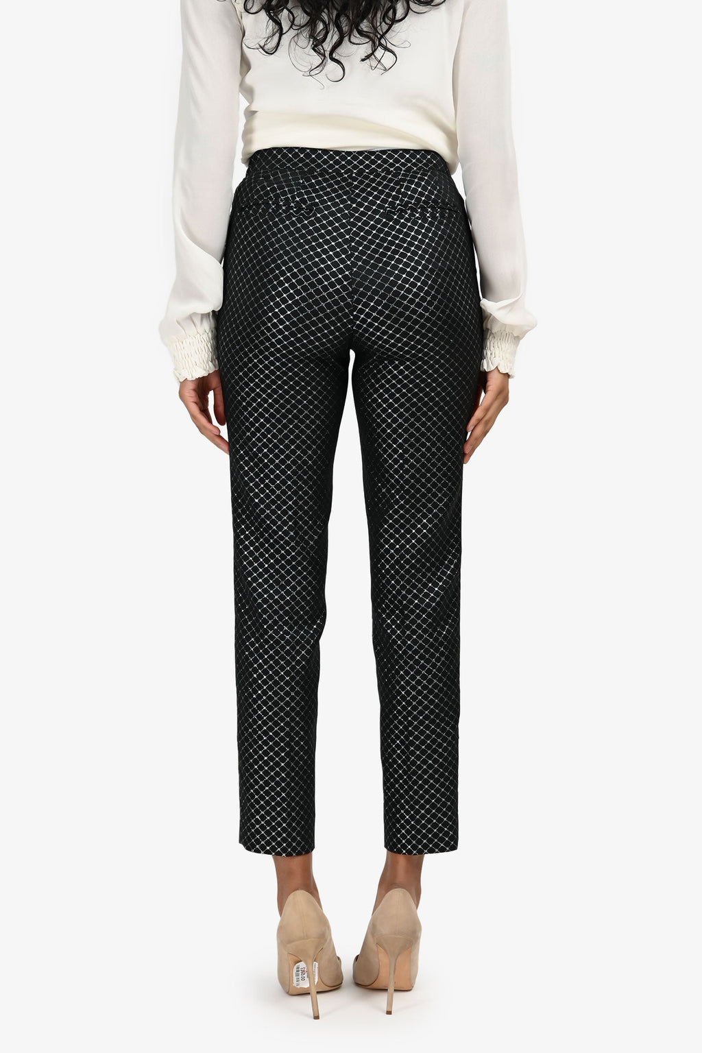 St. John Black Metallic Straight Leg Trousers Size 0