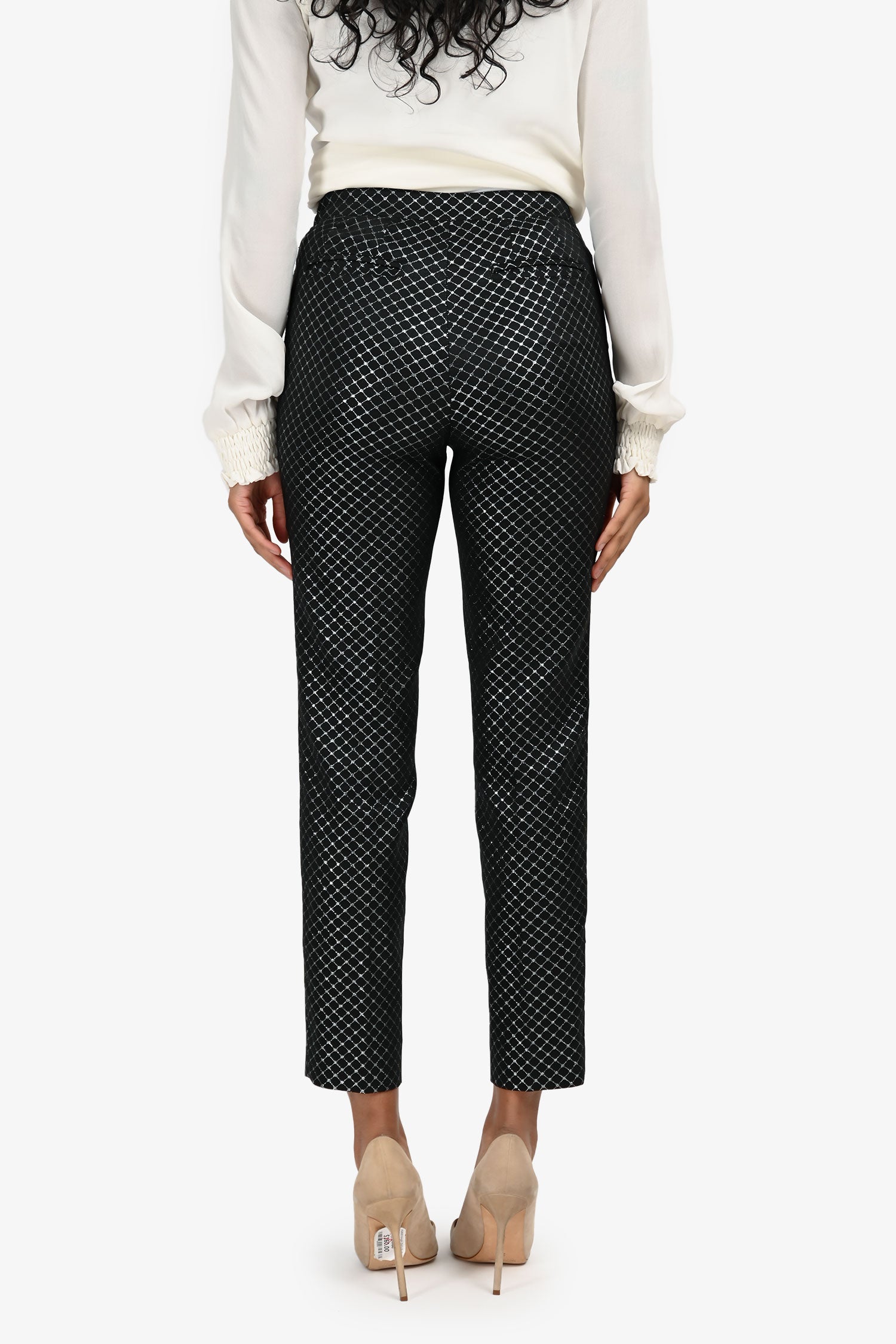 St. John Black Metallic Straight Leg Trousers Size 0