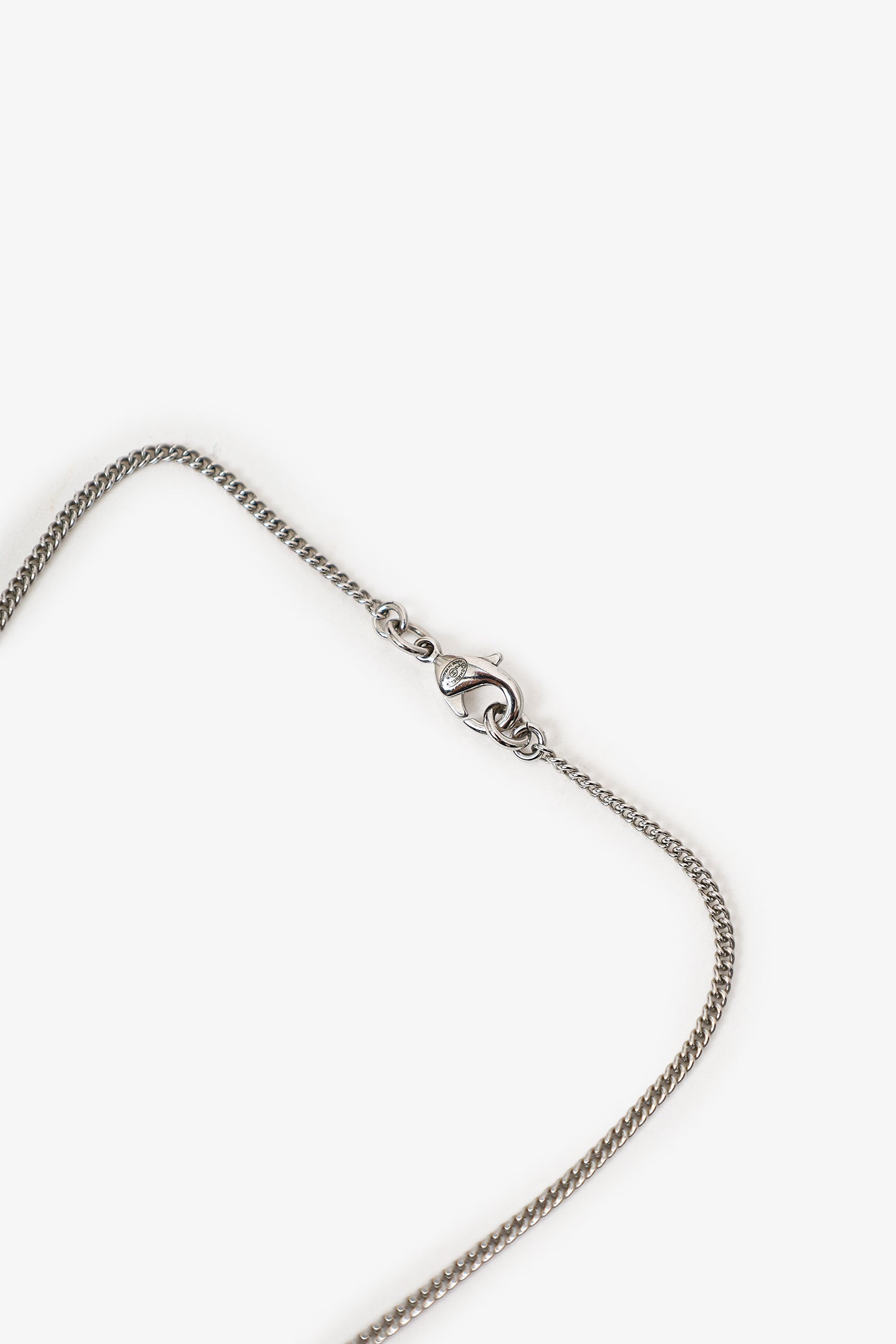 Pre-Loved Chanel™ F12 Silver Tone Double CC Crystal Pendant Necklace