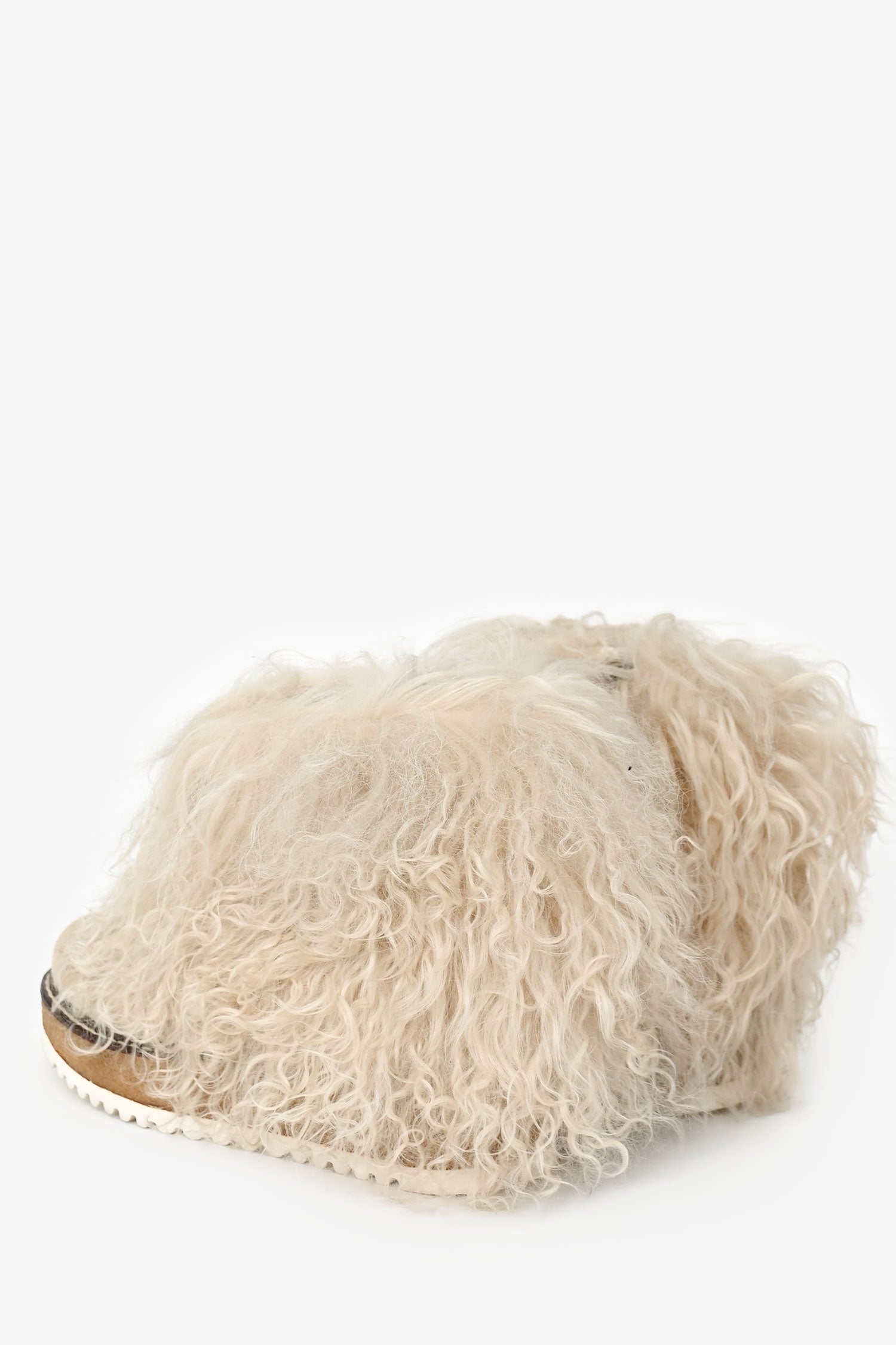 Weekend Max Mara Cream Mongolian Fur Ankle Boots Size 37