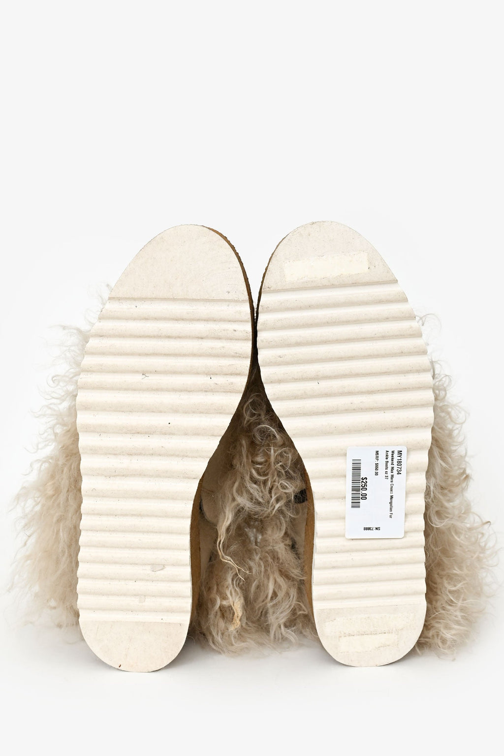 Weekend Max Mara Cream Mongolian Fur Ankle Boots Size 37