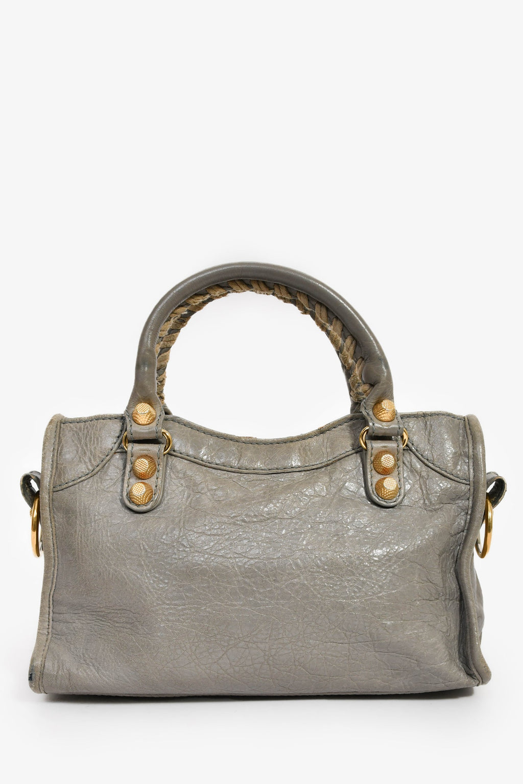 Balenciaga Grey Leather Mini Classic City Bag with Strap
