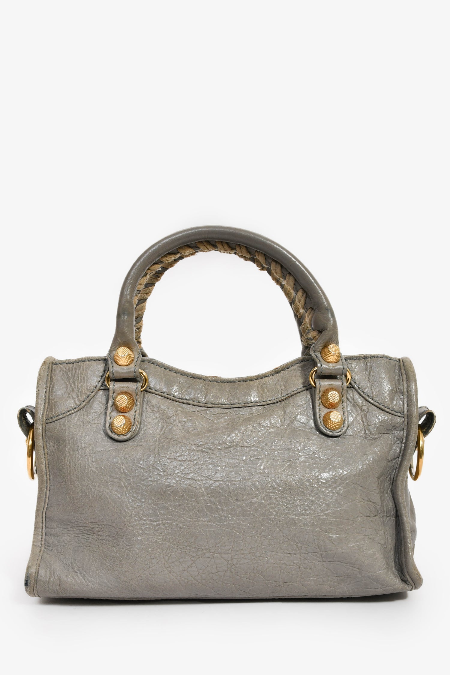 Balenciaga Grey Leather Mini Classic City Bag with Strap