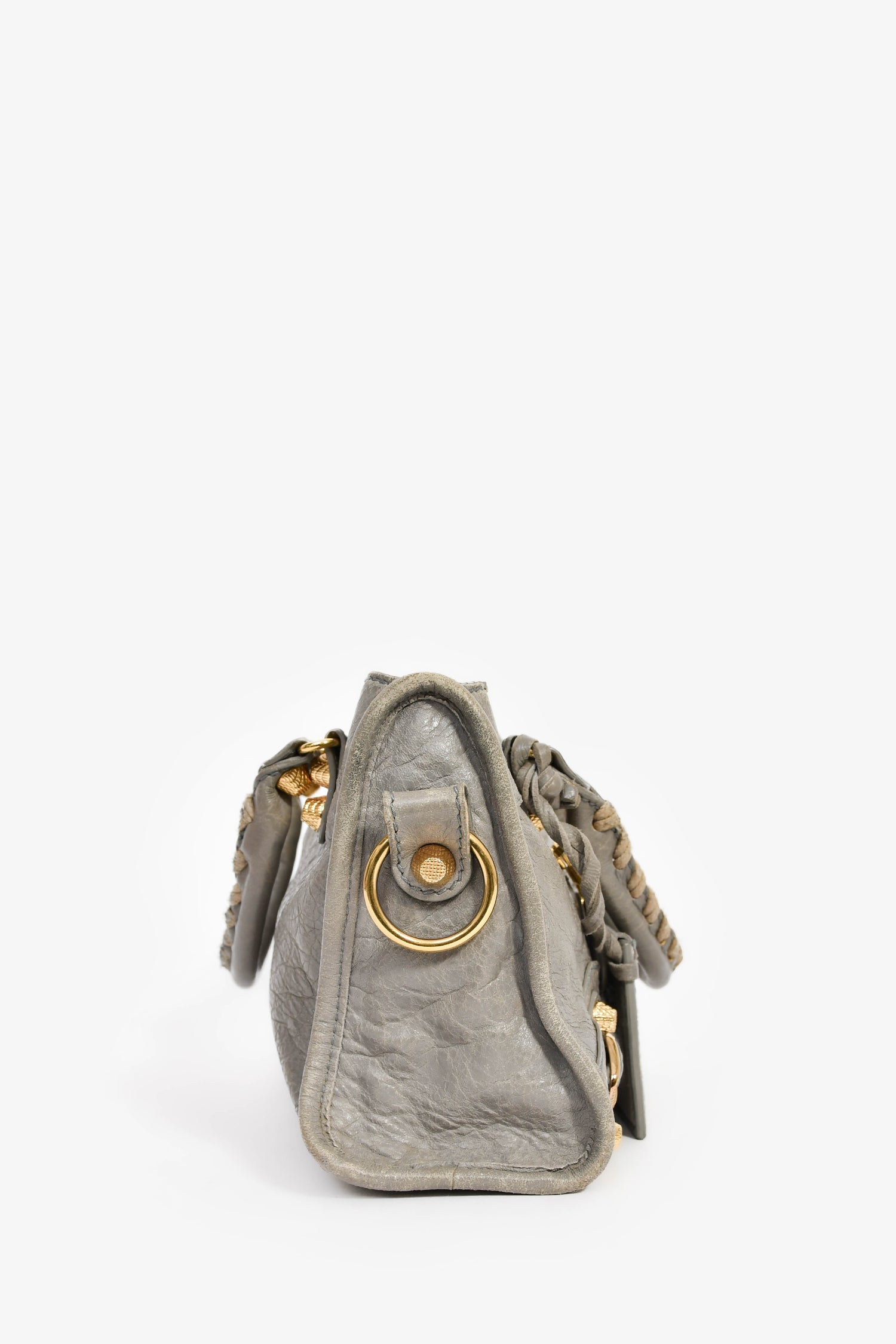 Balenciaga Grey Leather Mini Classic City Bag with Strap