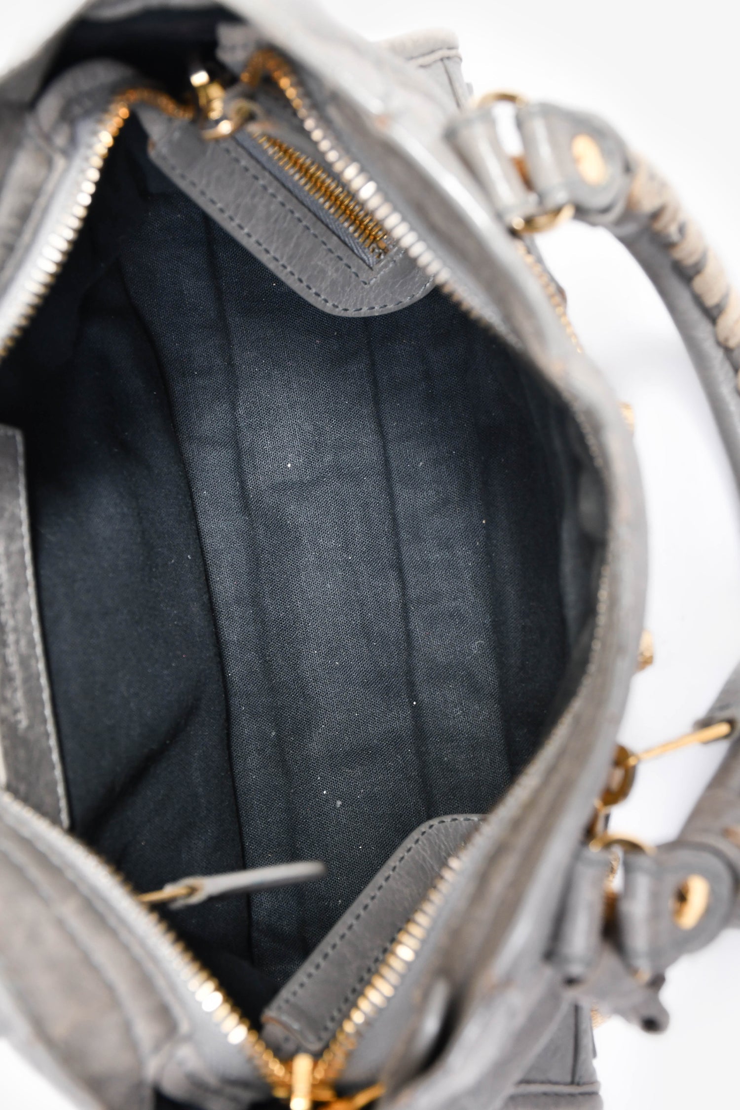 Balenciaga Grey Leather Mini Classic City Bag with Strap