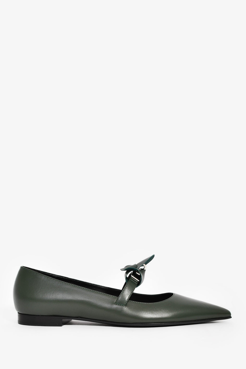 Hermès Green Leather Kelly Mary Jane Flats Size 38
