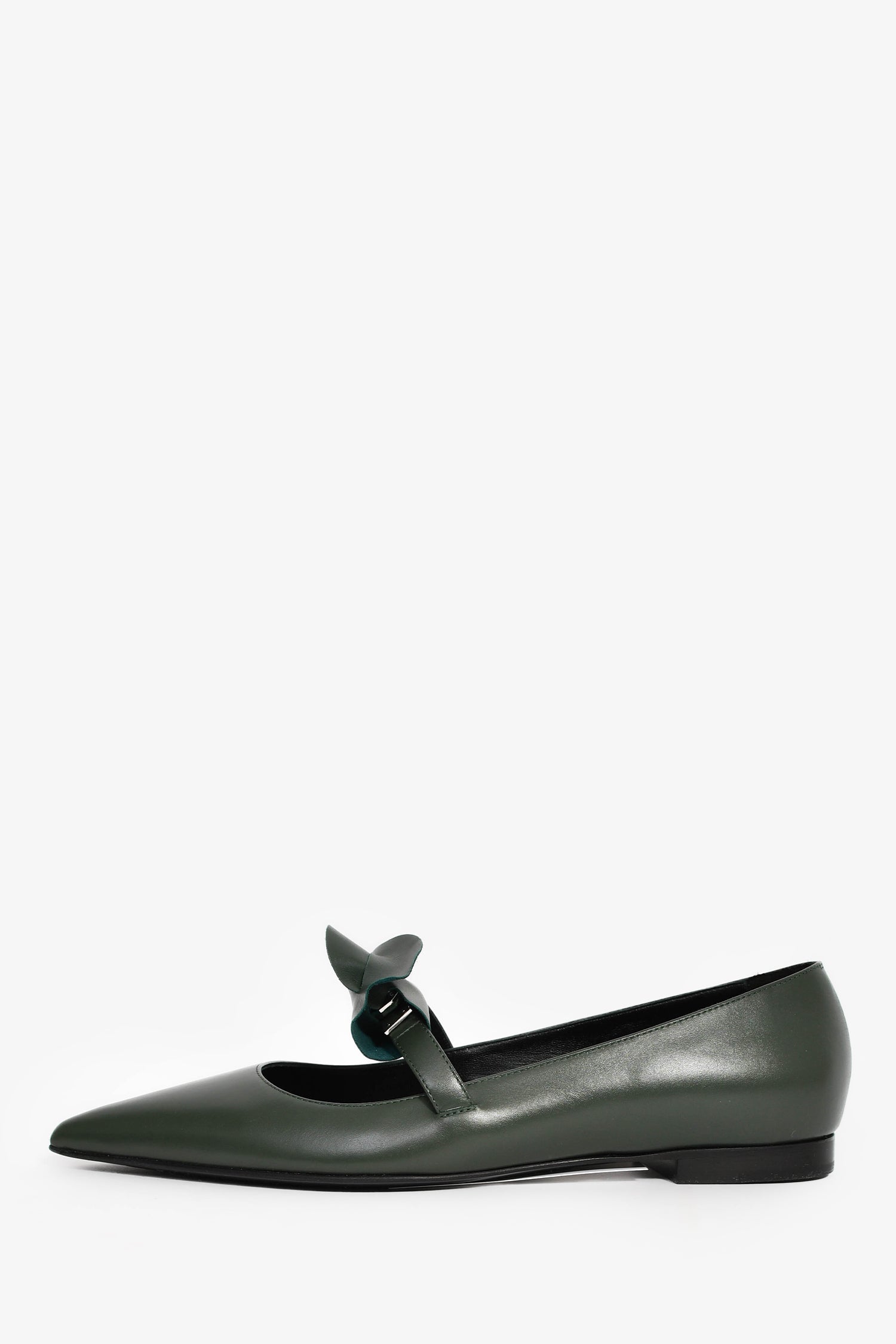 Hermès Green Leather Kelly Mary Jane Flats Size 38