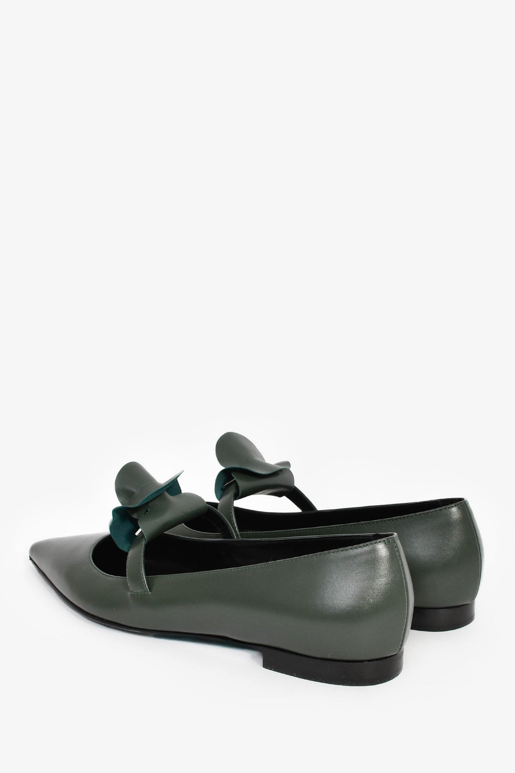 Hermès Green Leather Kelly Mary Jane Flats Size 38