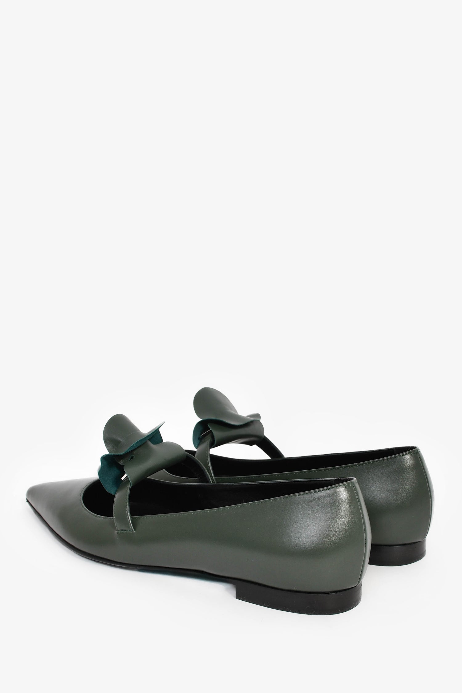 Hermès Green Leather Kelly Mary Jane Flats Size 38