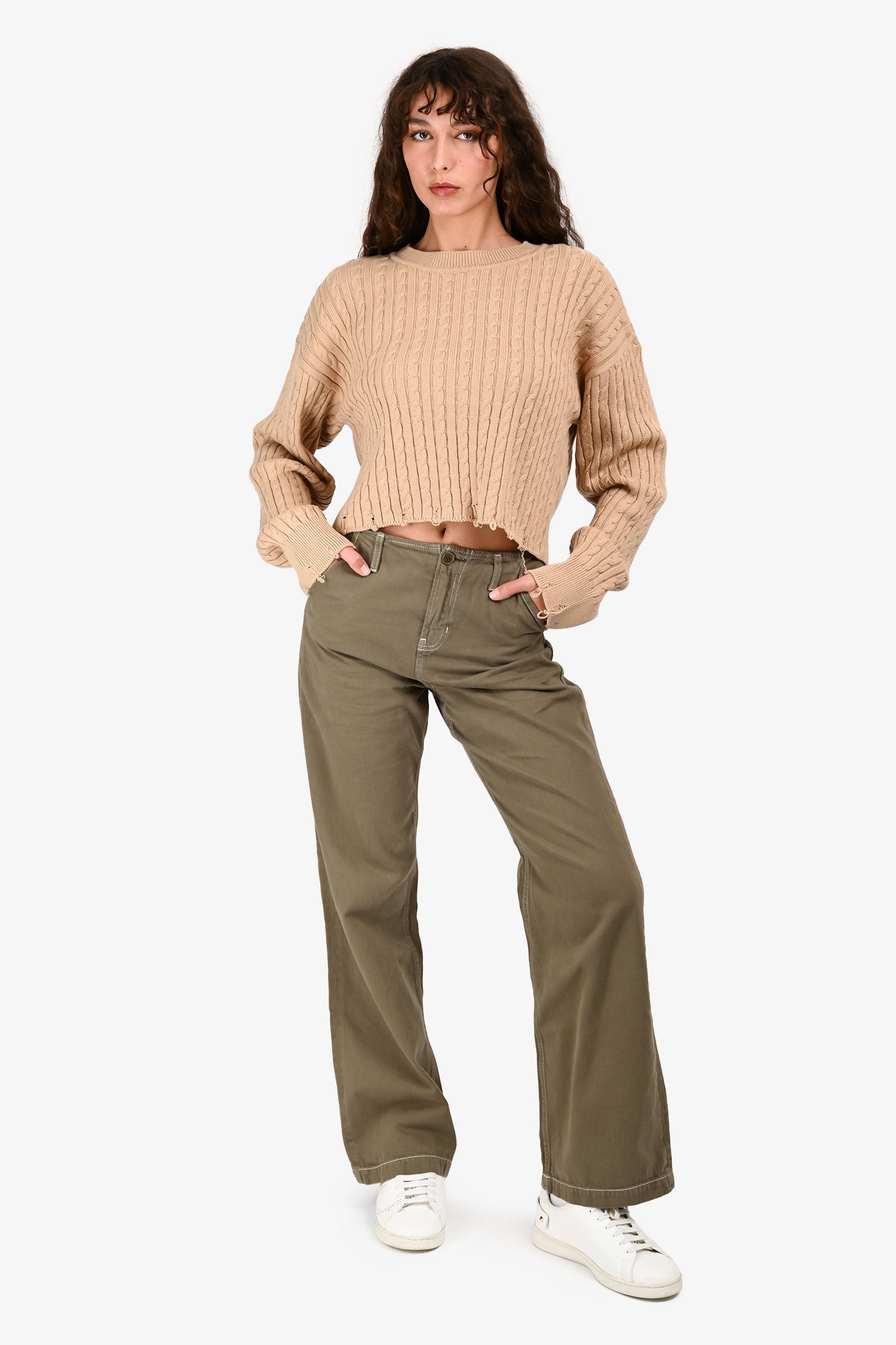 Reformation Green Twill 'Dorsey' High Rise Relaxed Jeans Size 25