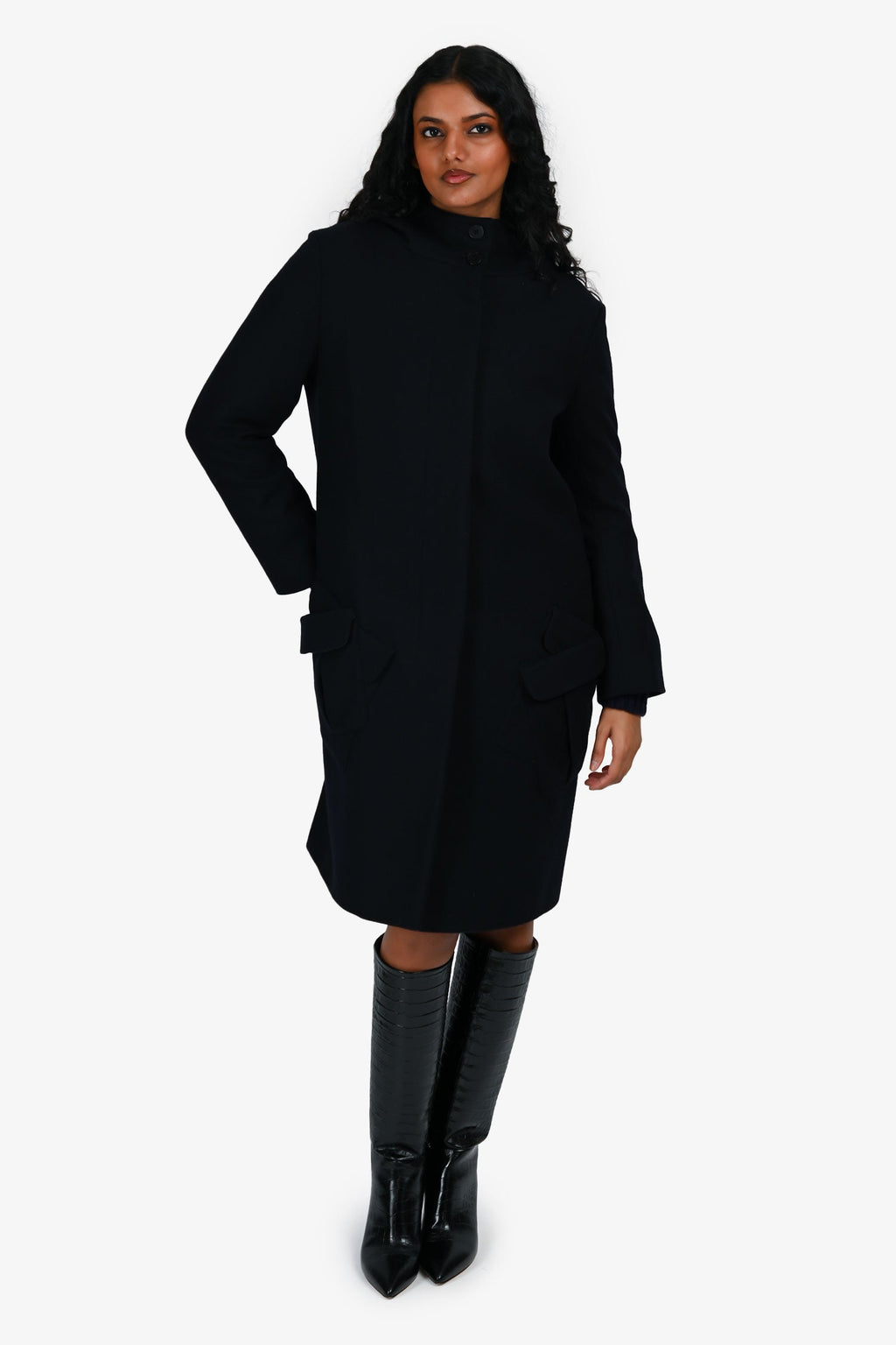 Jil Sander Black Wool Blend Double Pocket Jacket Size 40