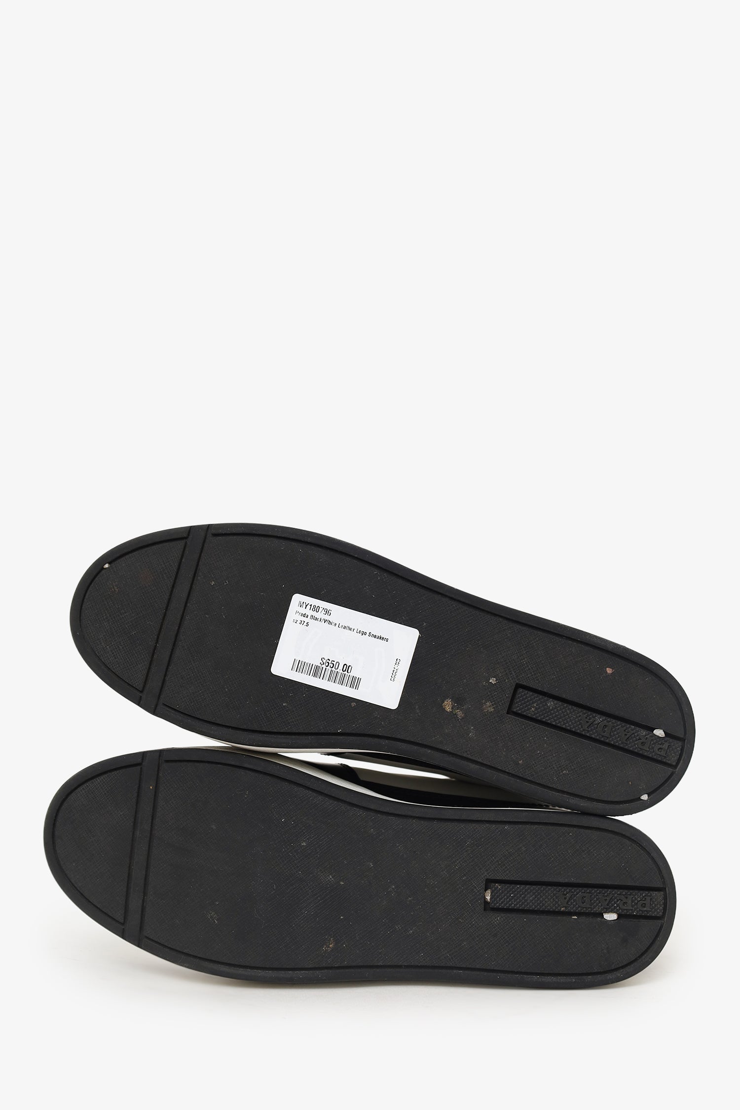 Prada Black/White Leather Logo Sneakers Size 37.5