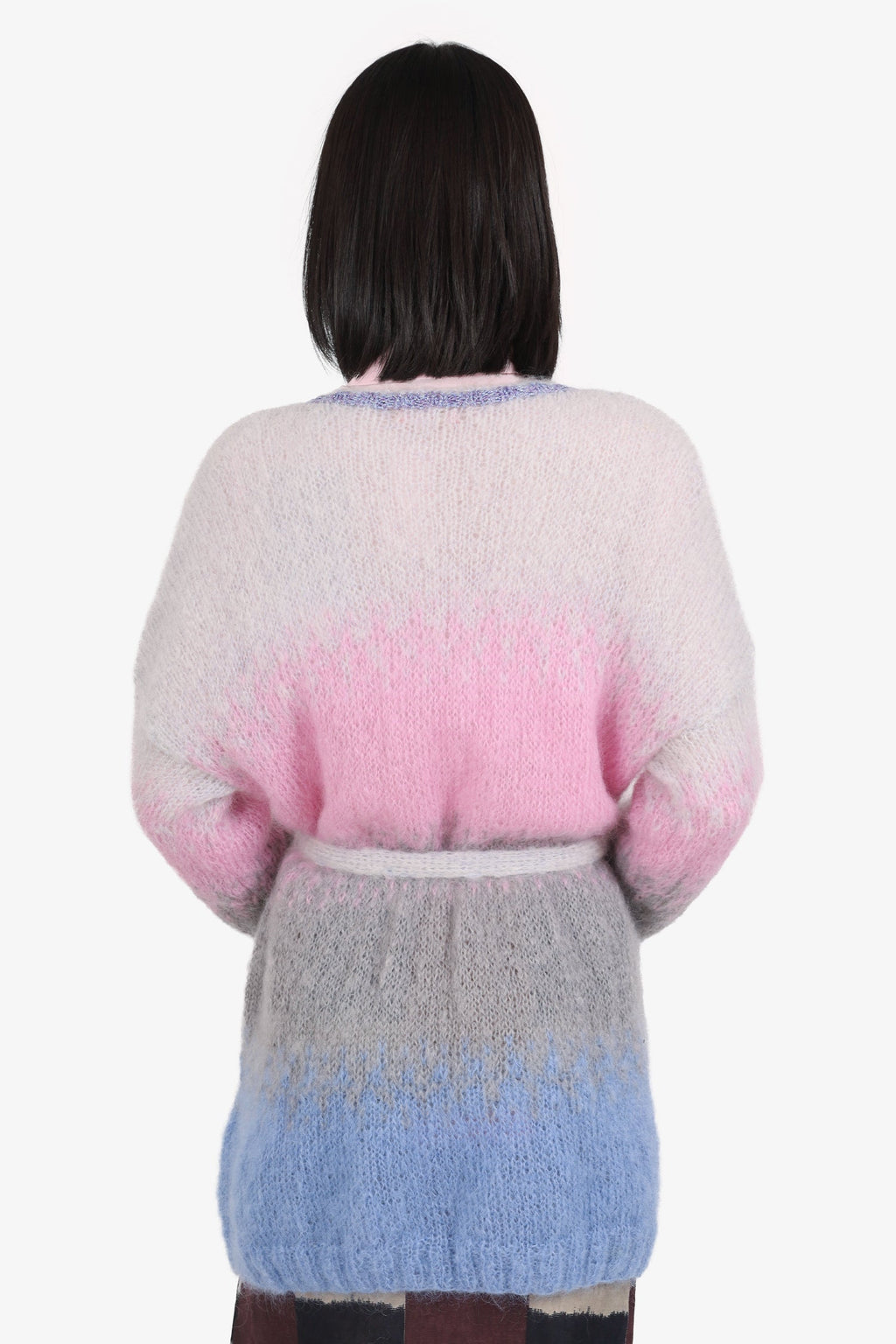 Rose Carmine Pastel Mohair Embellished Belted igan Size S