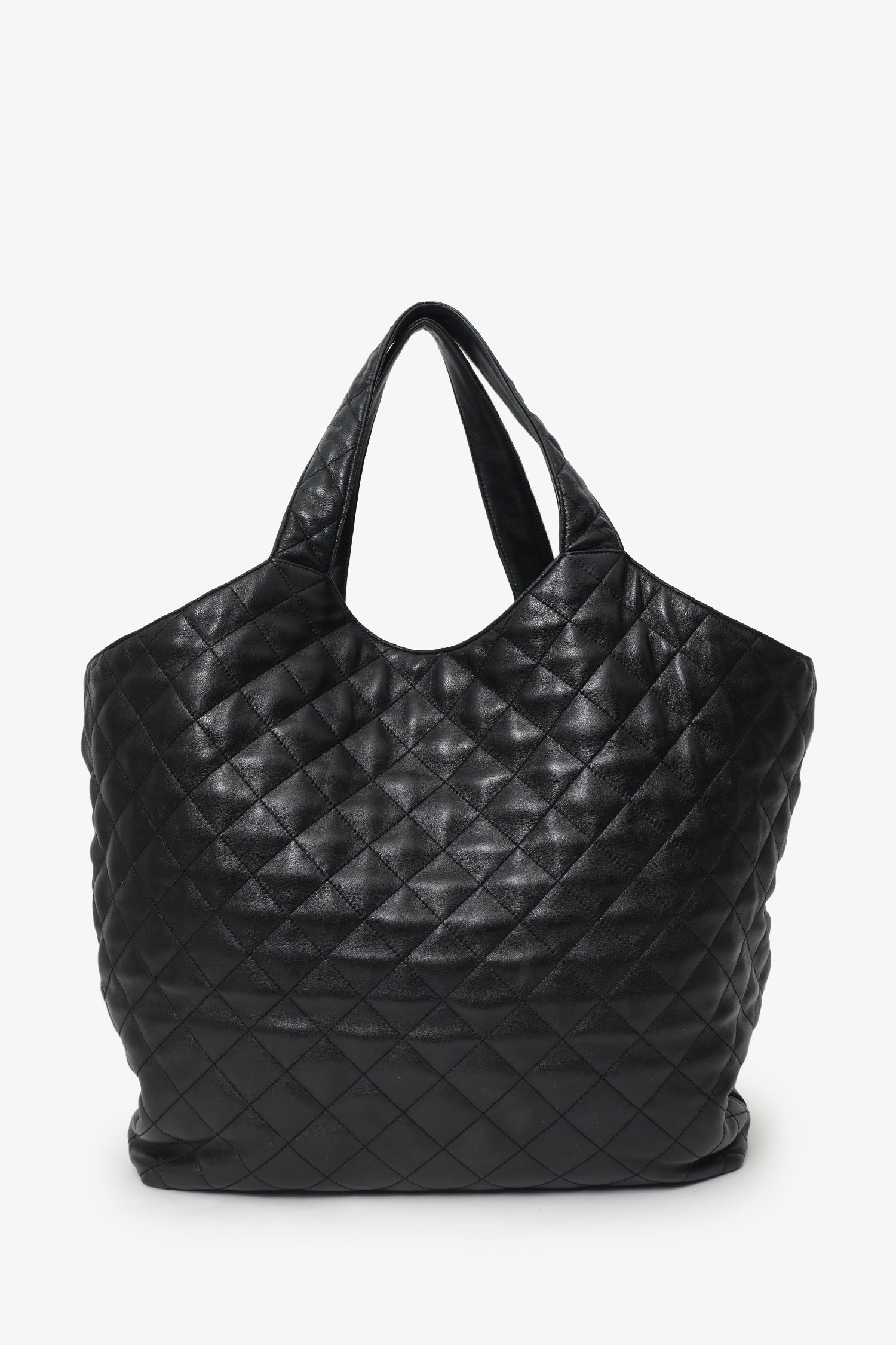Saint Laurent Black Leather Quilted 'ICARE' Oversized Bag With Pouch