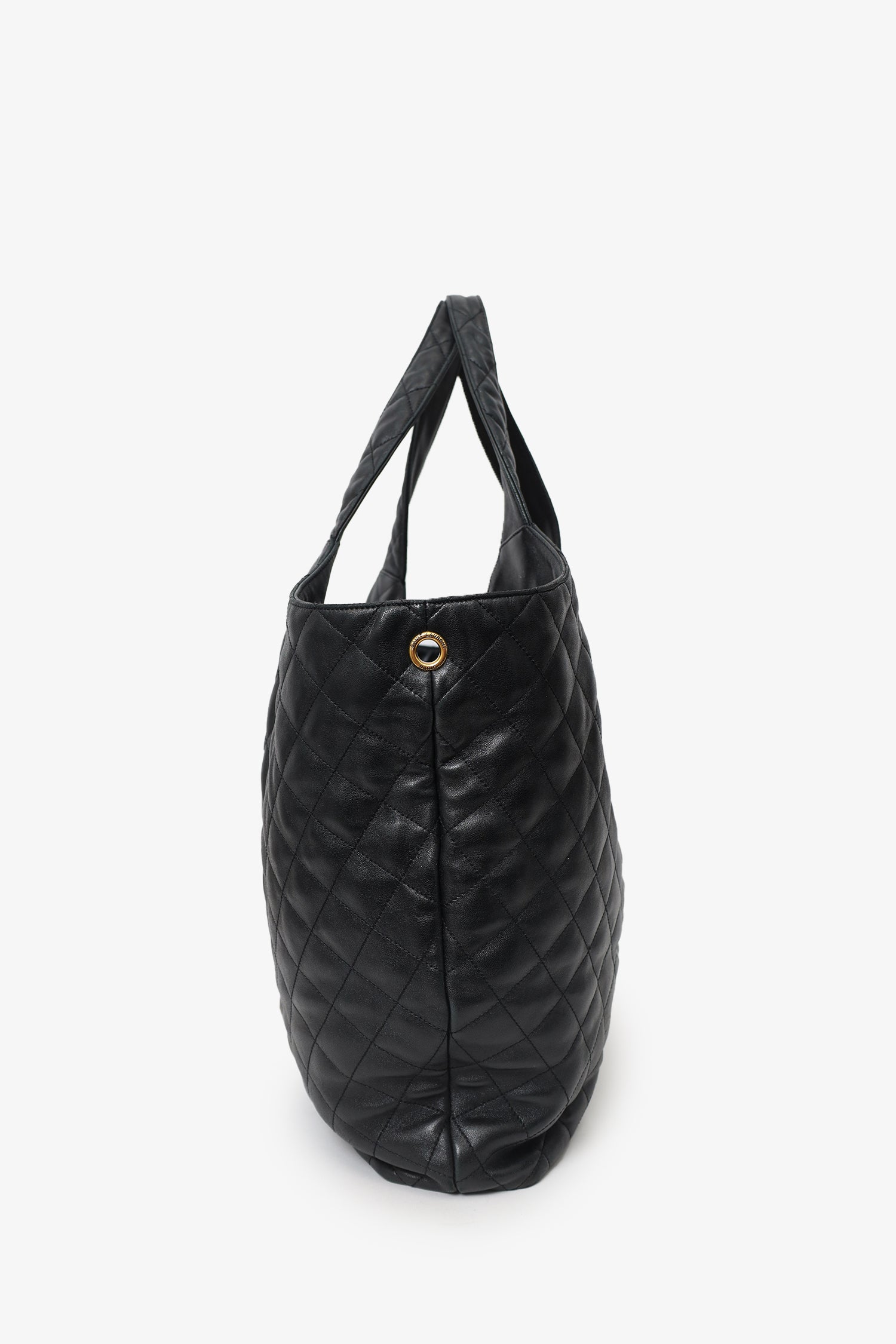 Saint Laurent Black Leather Quilted 'ICARE' Oversized Bag With Pouch