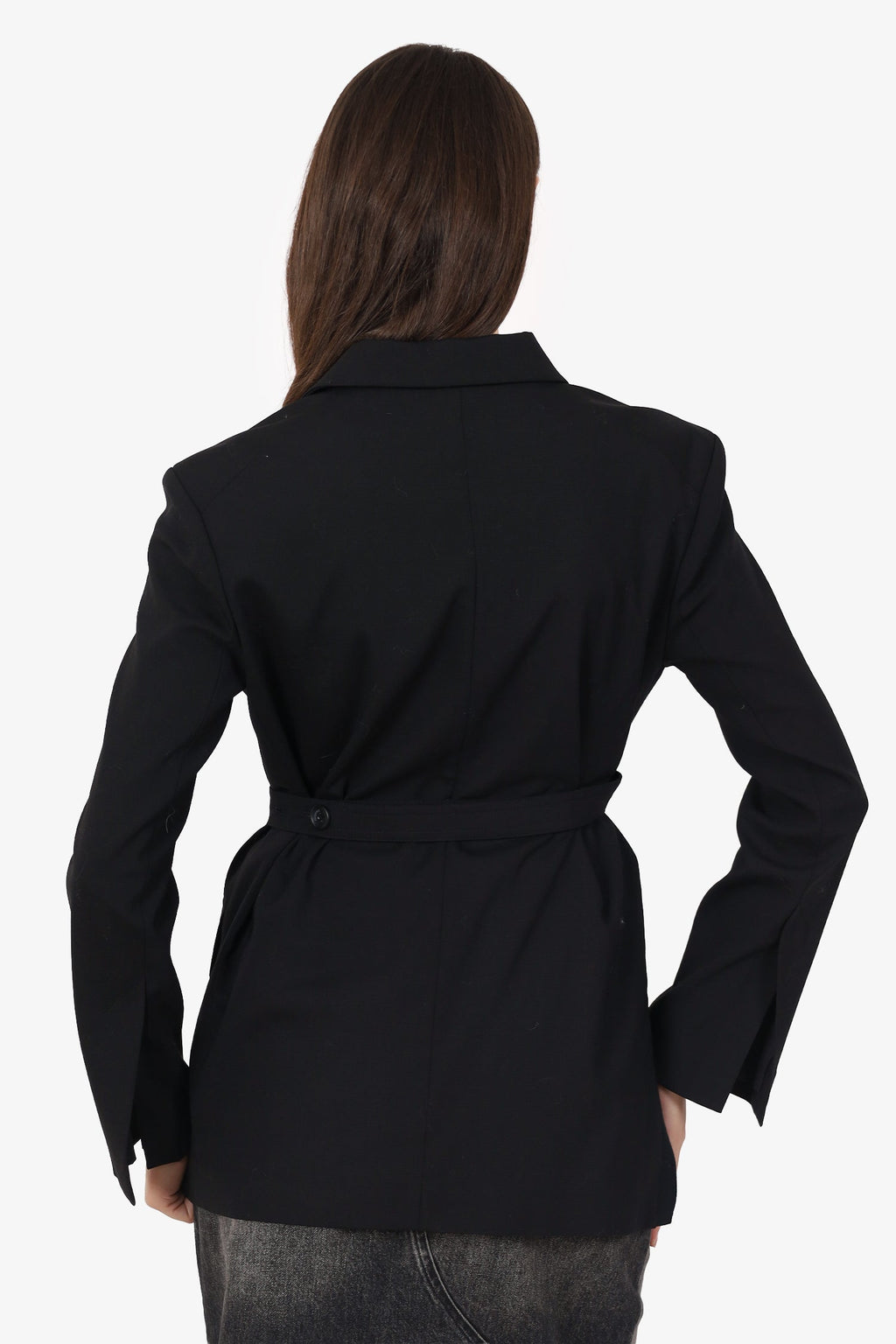 Jacquemus Black Wool Scrunched Detail Blazer Size 36