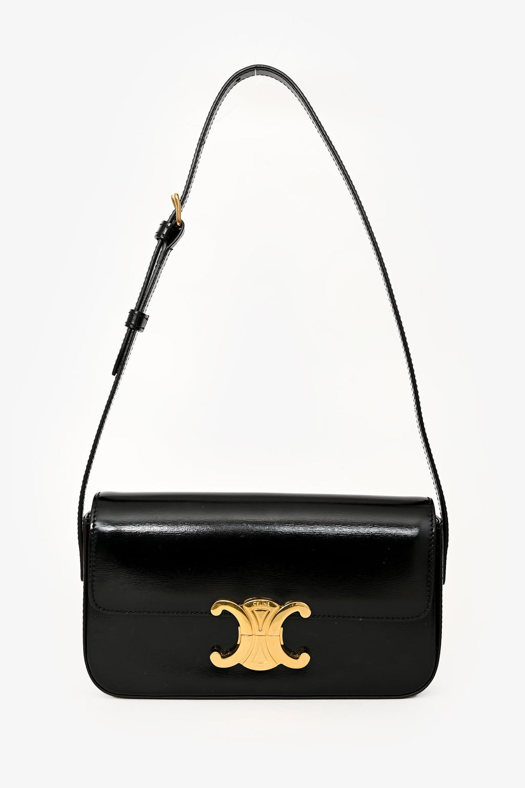 Celine Black Leather Claude Triomphe Shoulder Bag