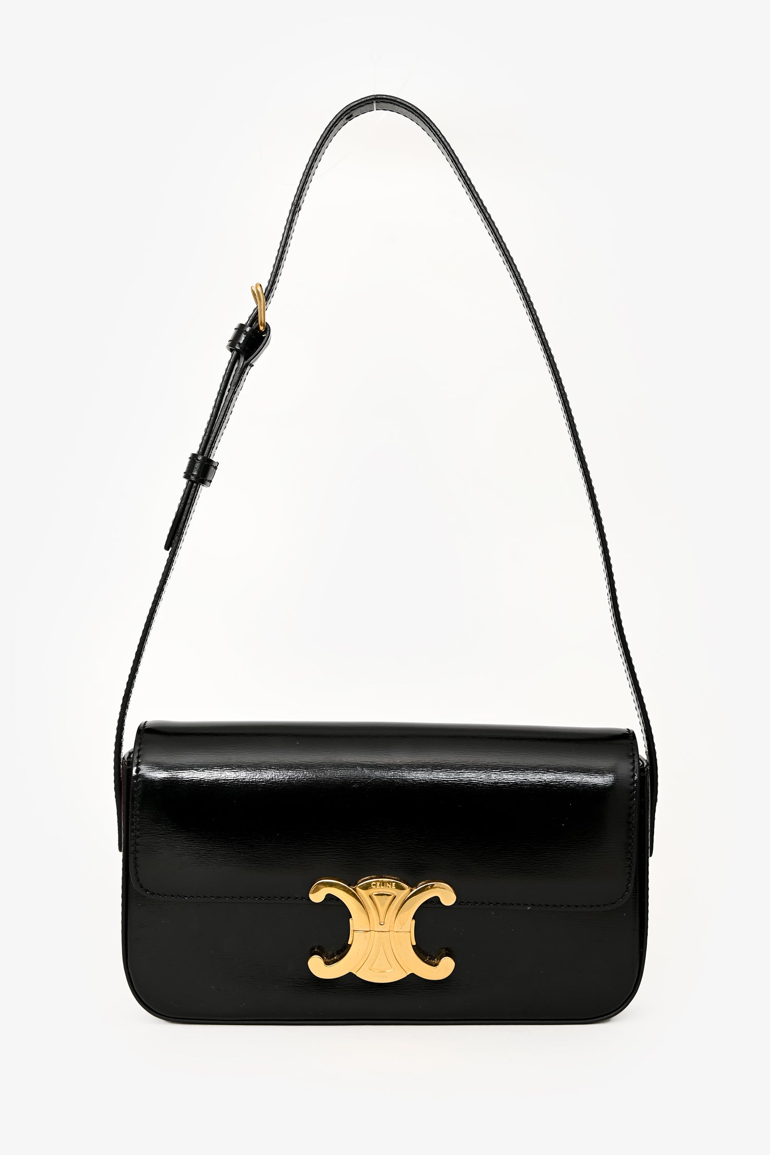 Celine Black Leather Claude Triomphe Shoulder Bag
