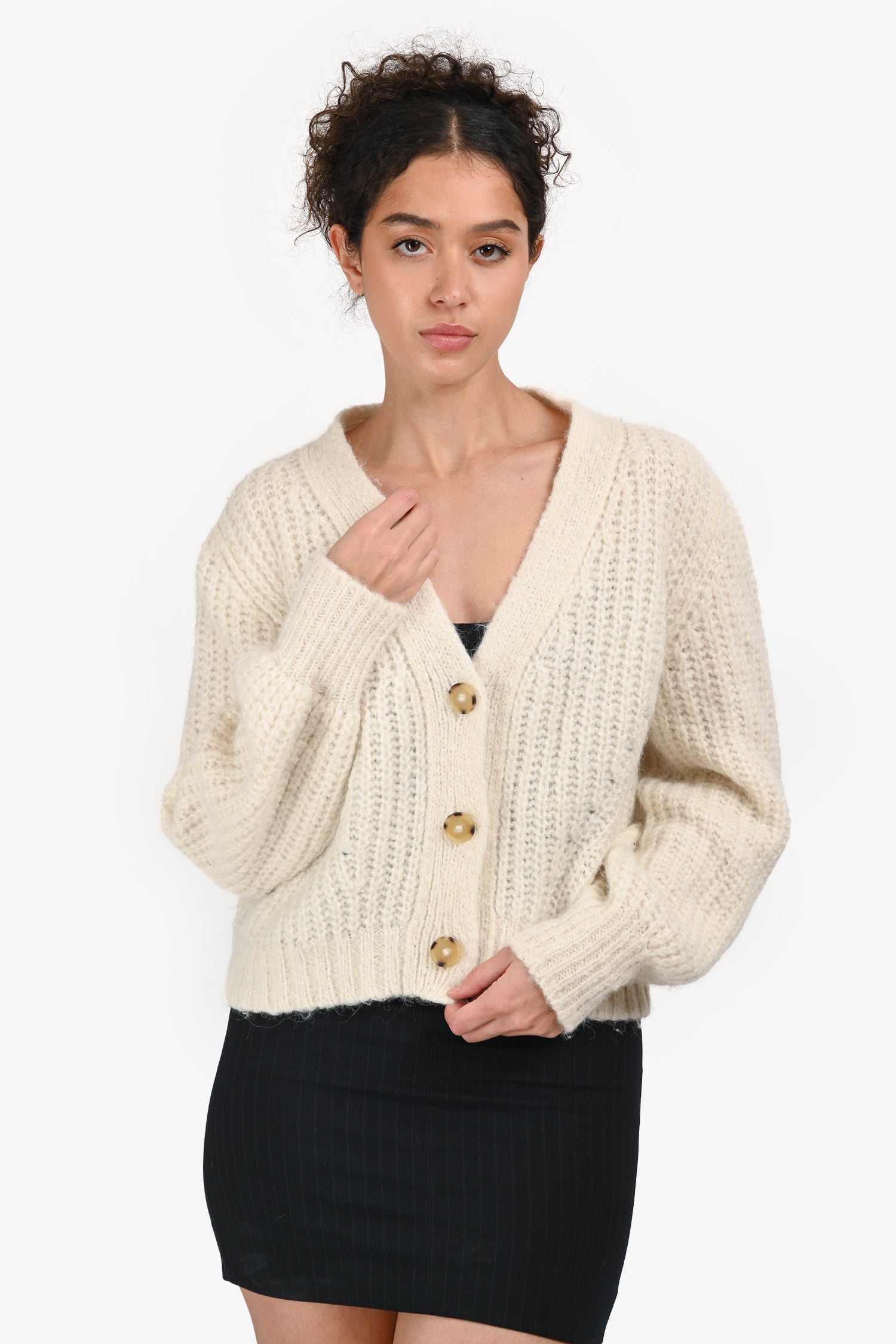 Eleven Six Cream Alpaca Blend igan Sweater Size M/L