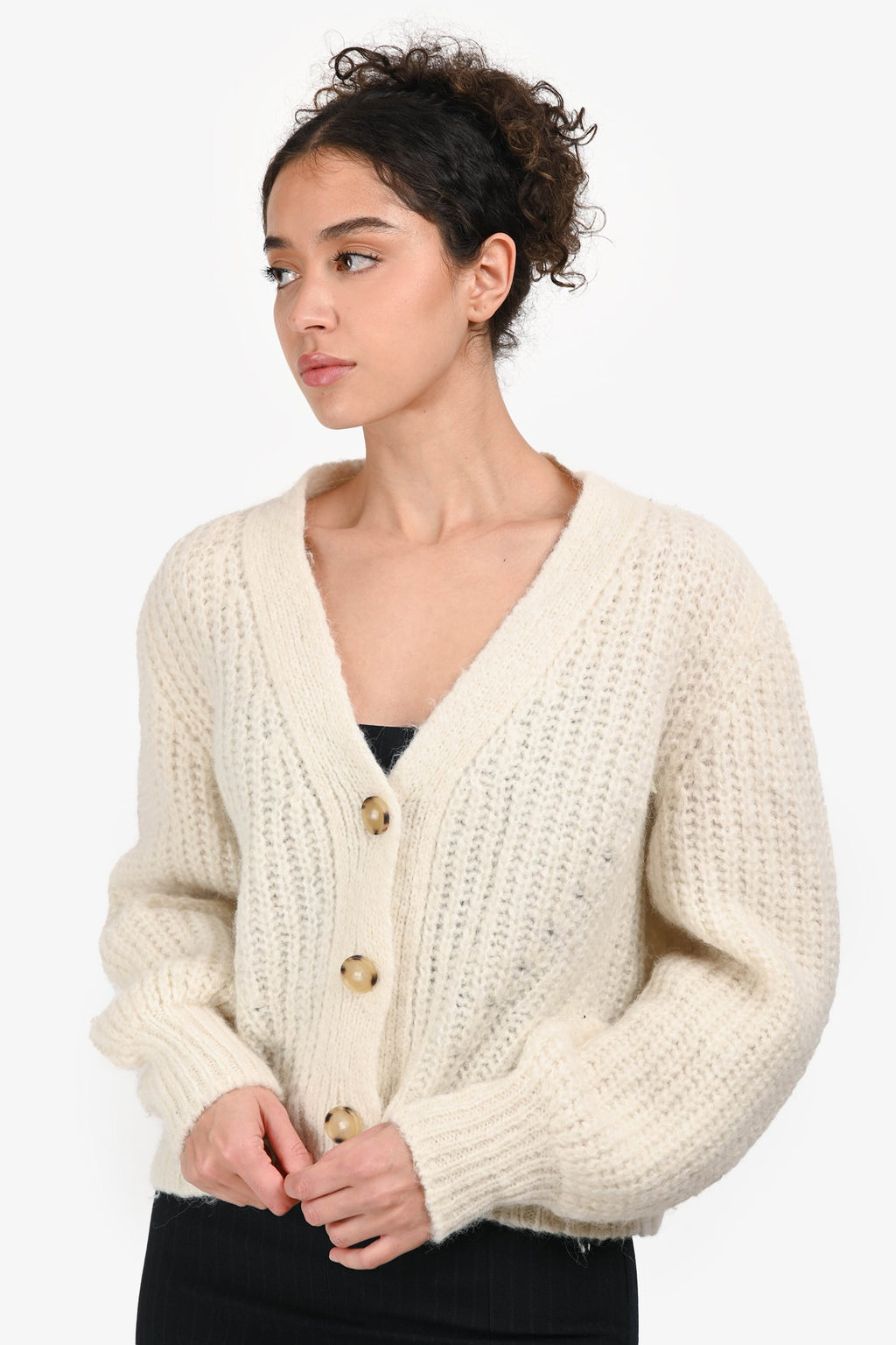 Eleven Six Cream Alpaca Blend igan Sweater Size M/L