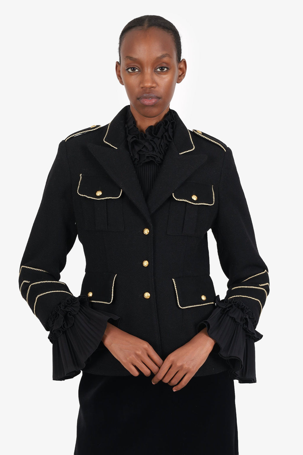 Smythe Black Wool Military Jacket Size 10