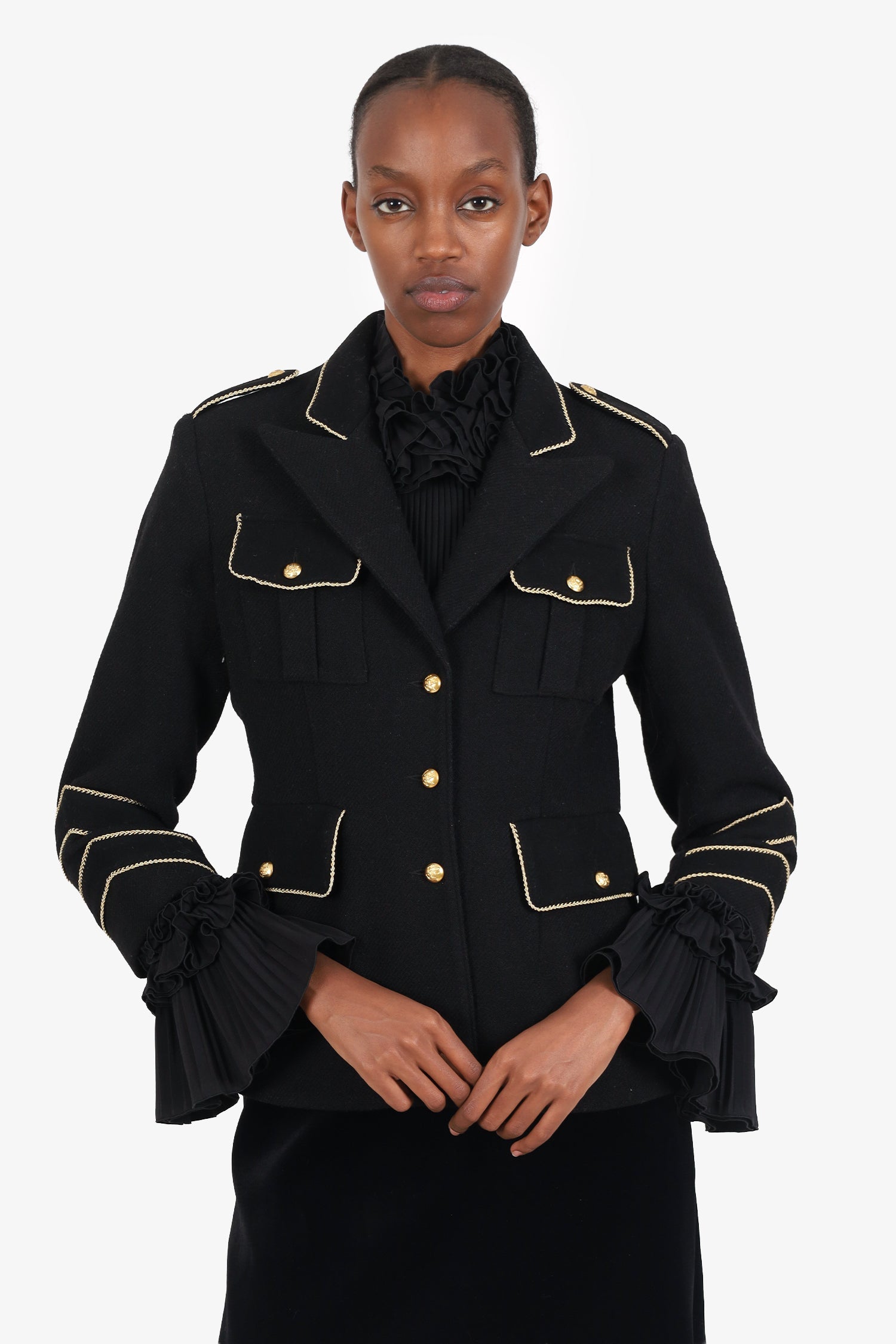 Smythe Black Wool Military Jacket Size 10